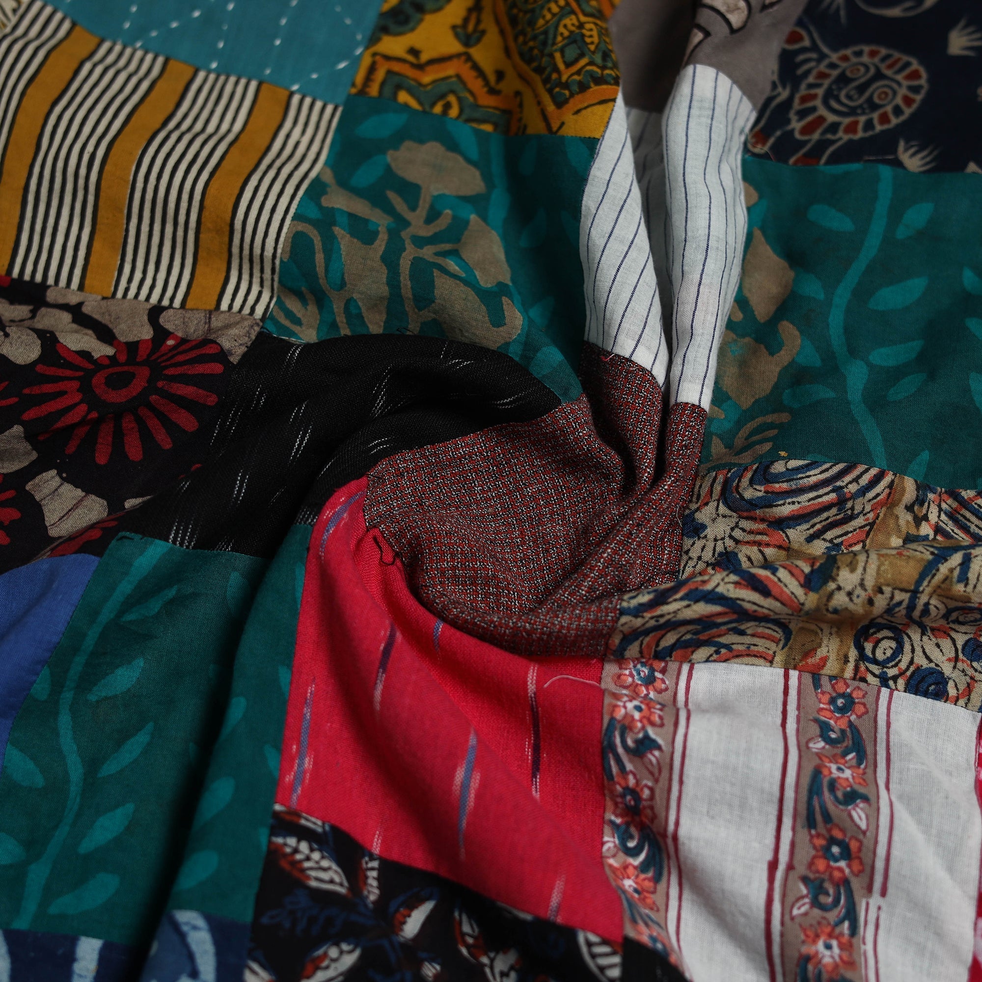 Hand-stitched mosaic cotton unstitched kurta material