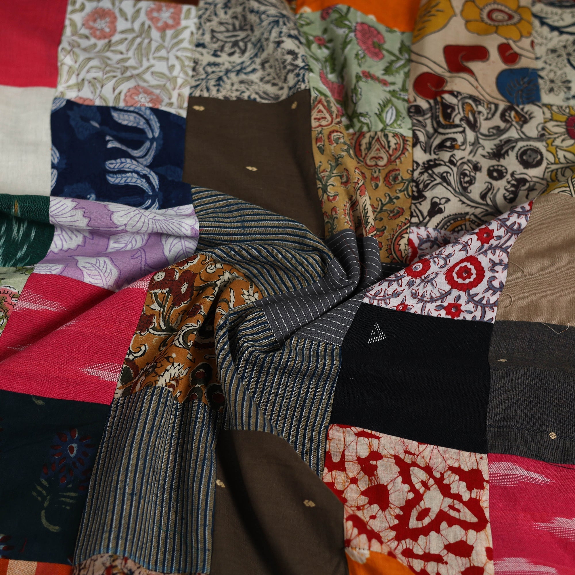 Hand-stitched mosaic cotton unstitched kurta material