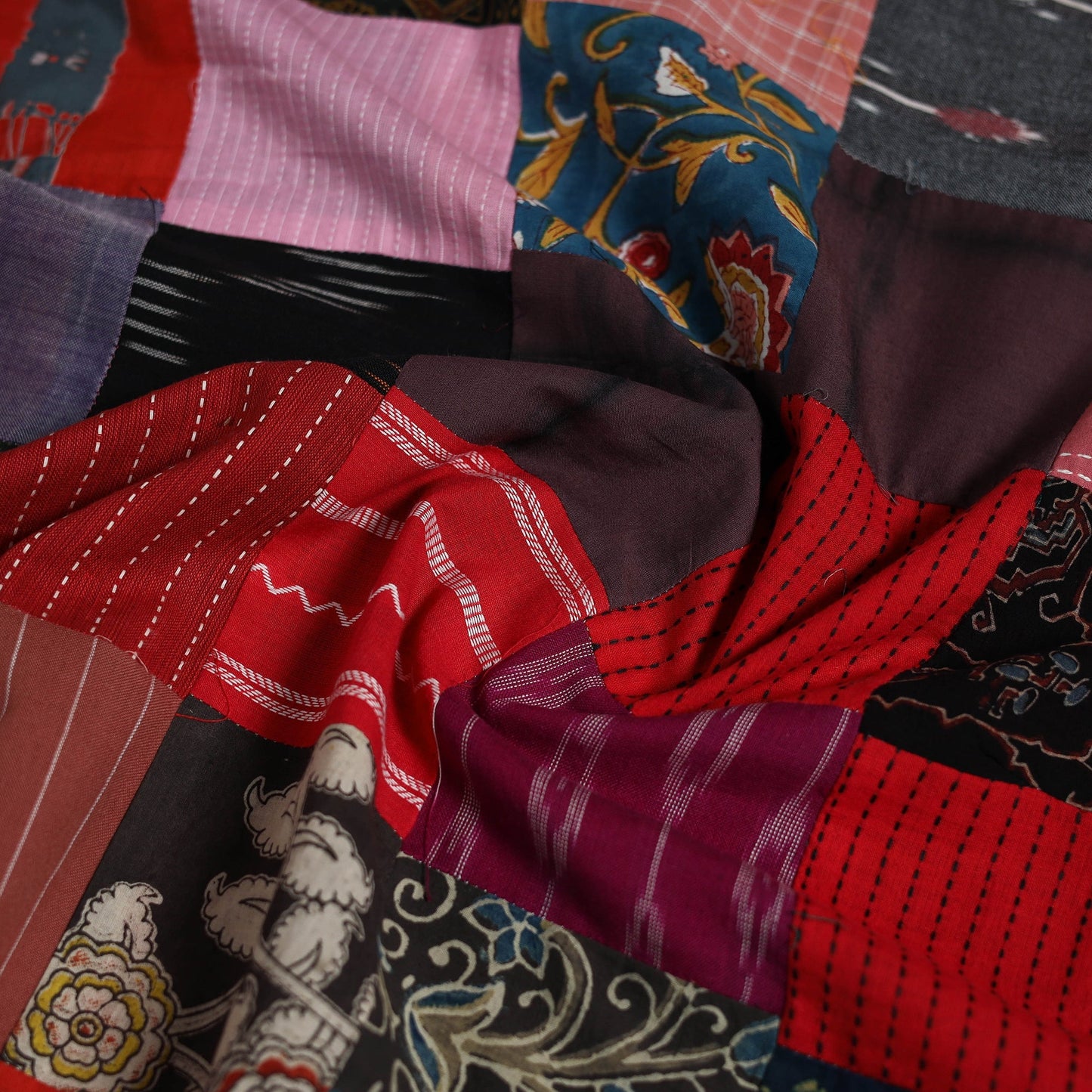 Hand-stitched mosaic cotton unstitched kurta material