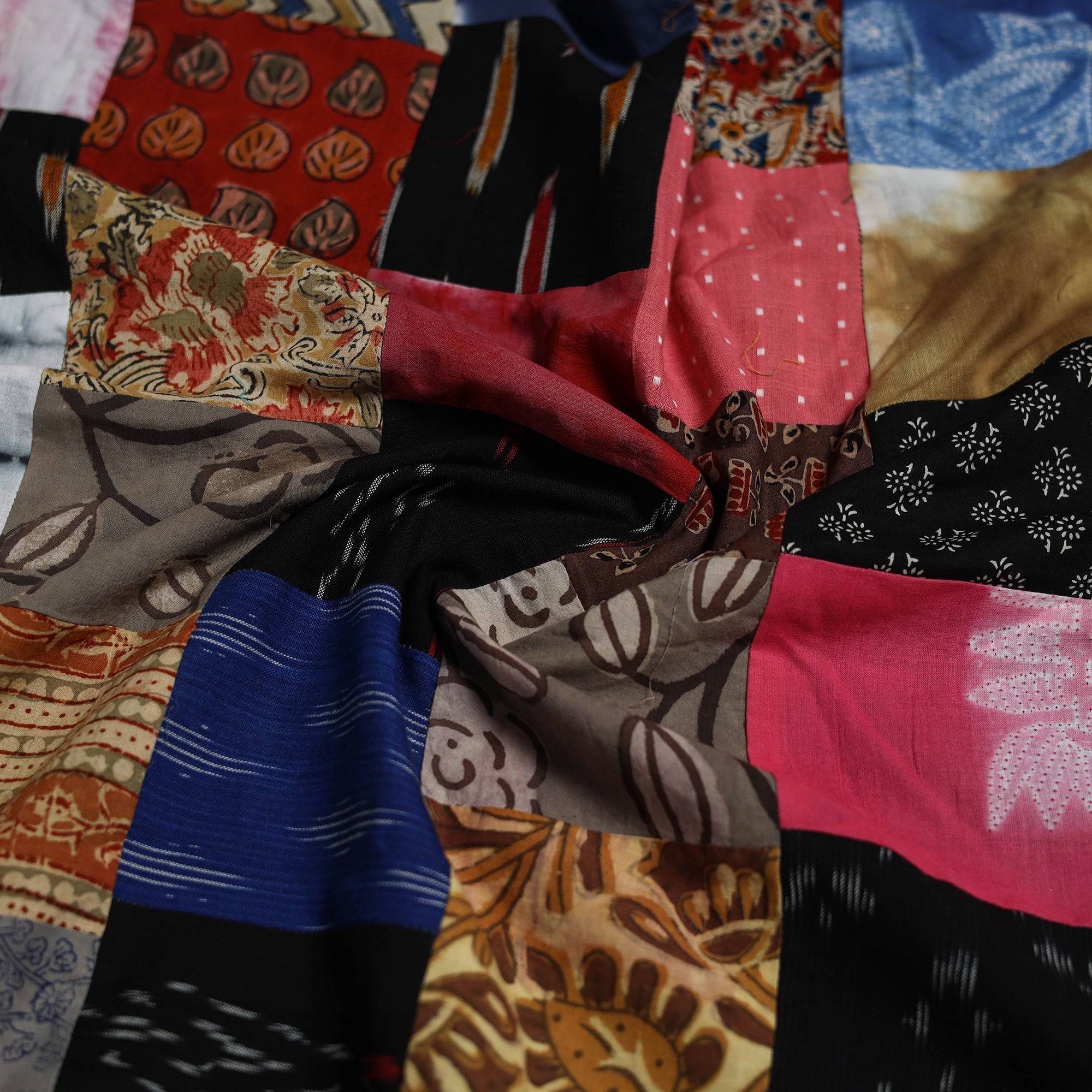 Hand-stitched mosaic cotton unstitched kurta material