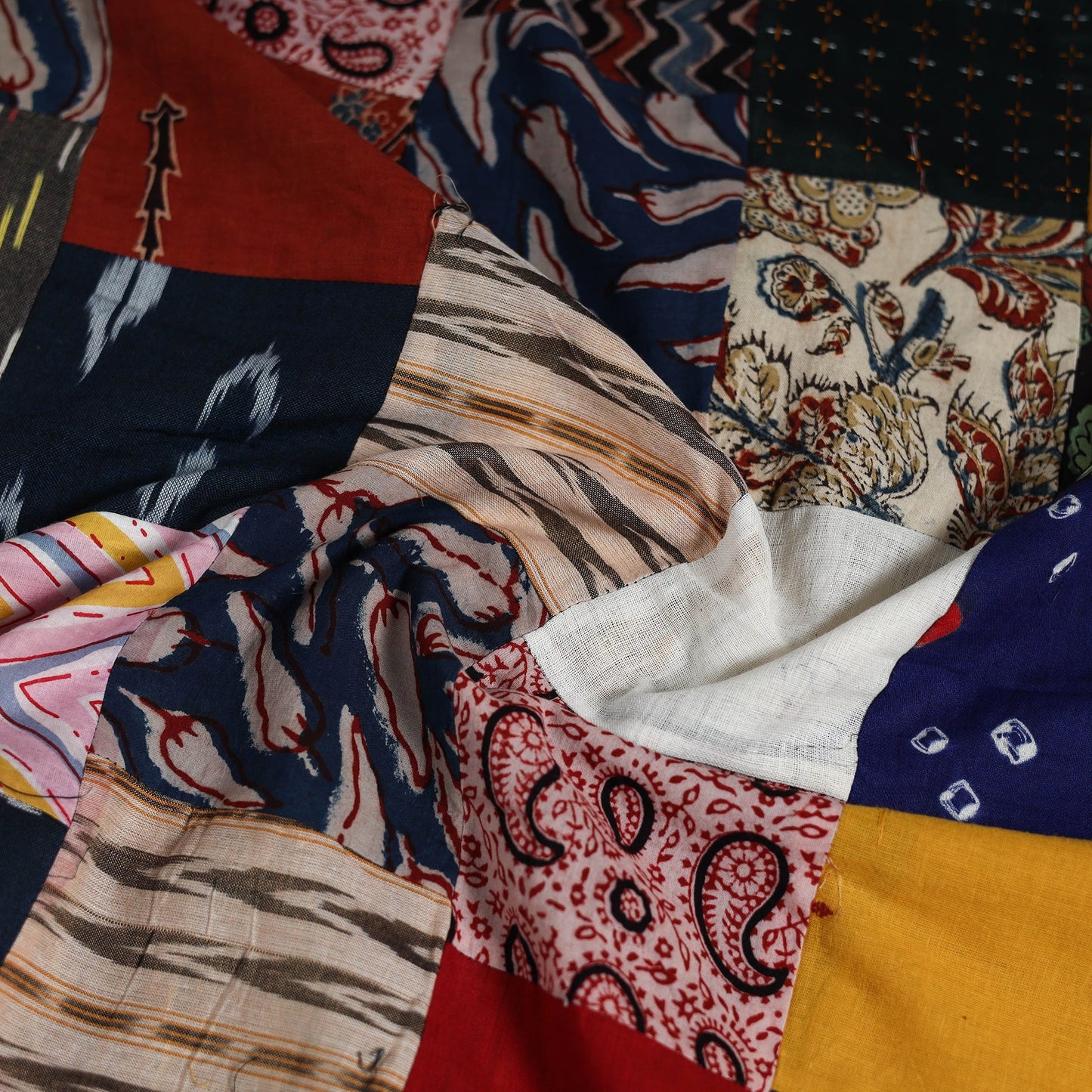 Hand-stitched mosaic cotton unstitched kurta material