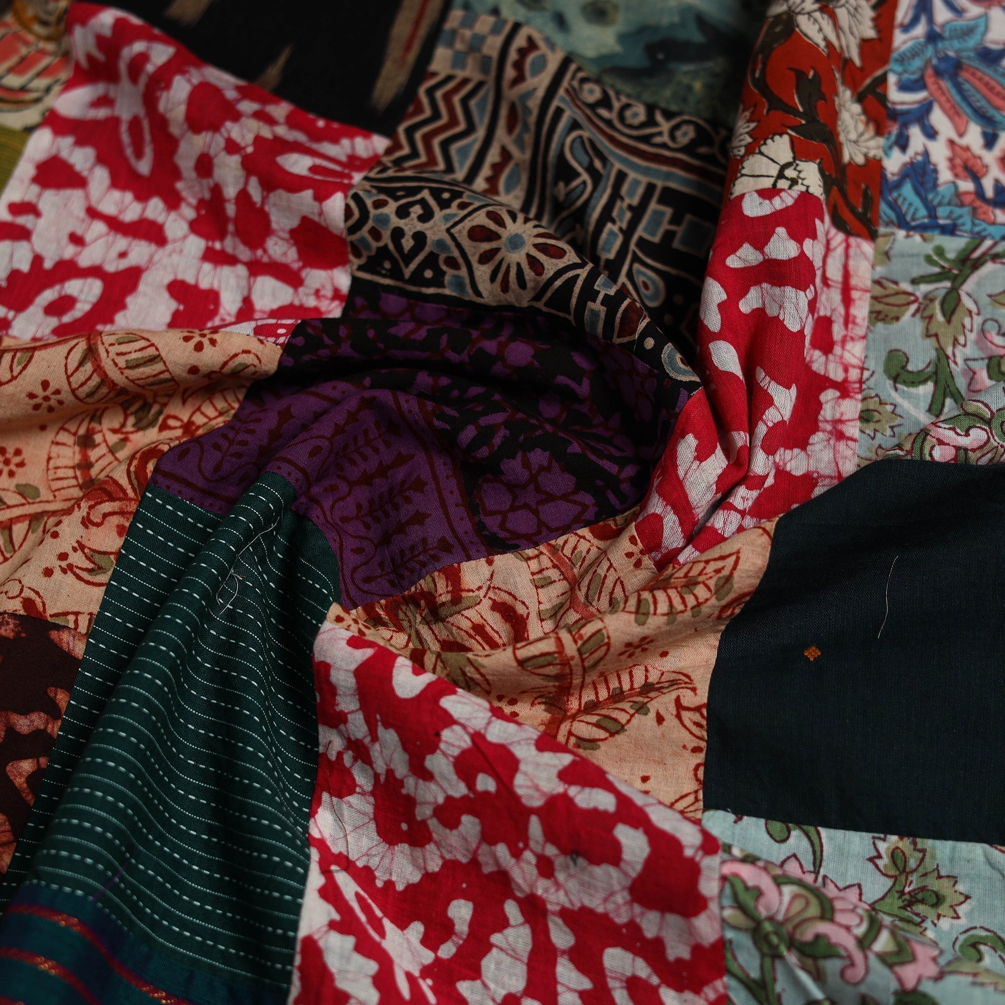 Hand-stitched mosaic cotton unstitched kurta material