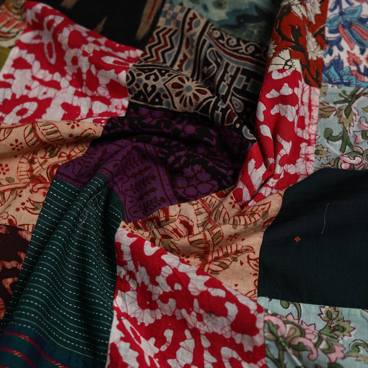 Hand-stitched mosaic cotton unstitched kurta material