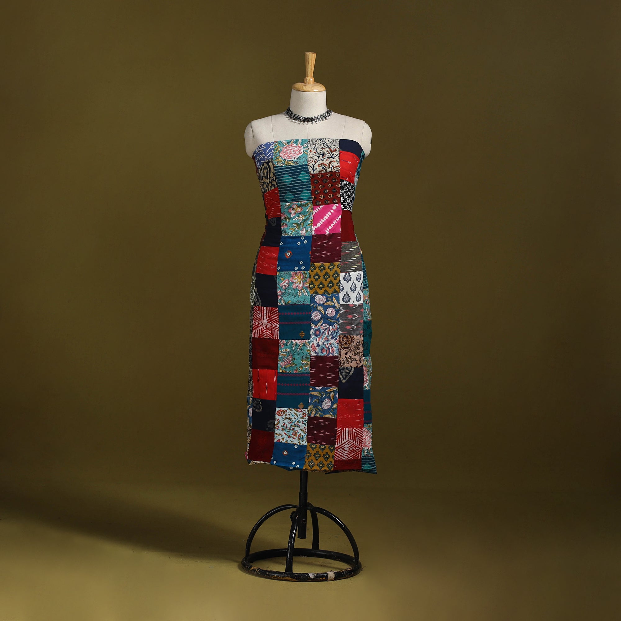 Hand-stitched mosaic cotton unstitched kurta material