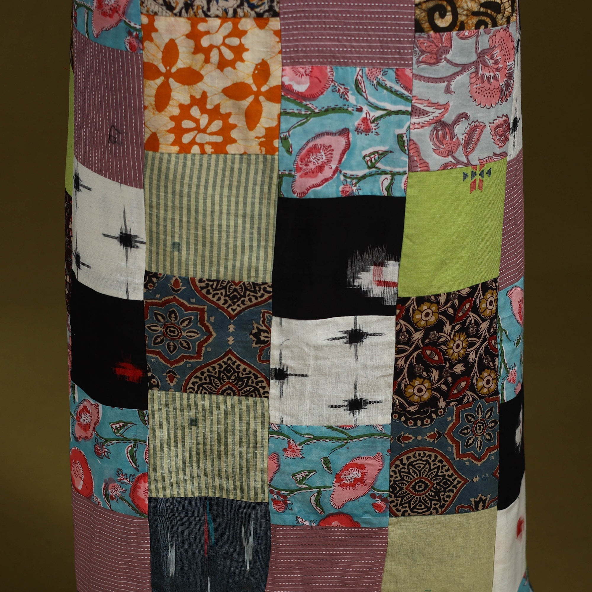 Hand-stitched mosaic cotton unstitched kurta material