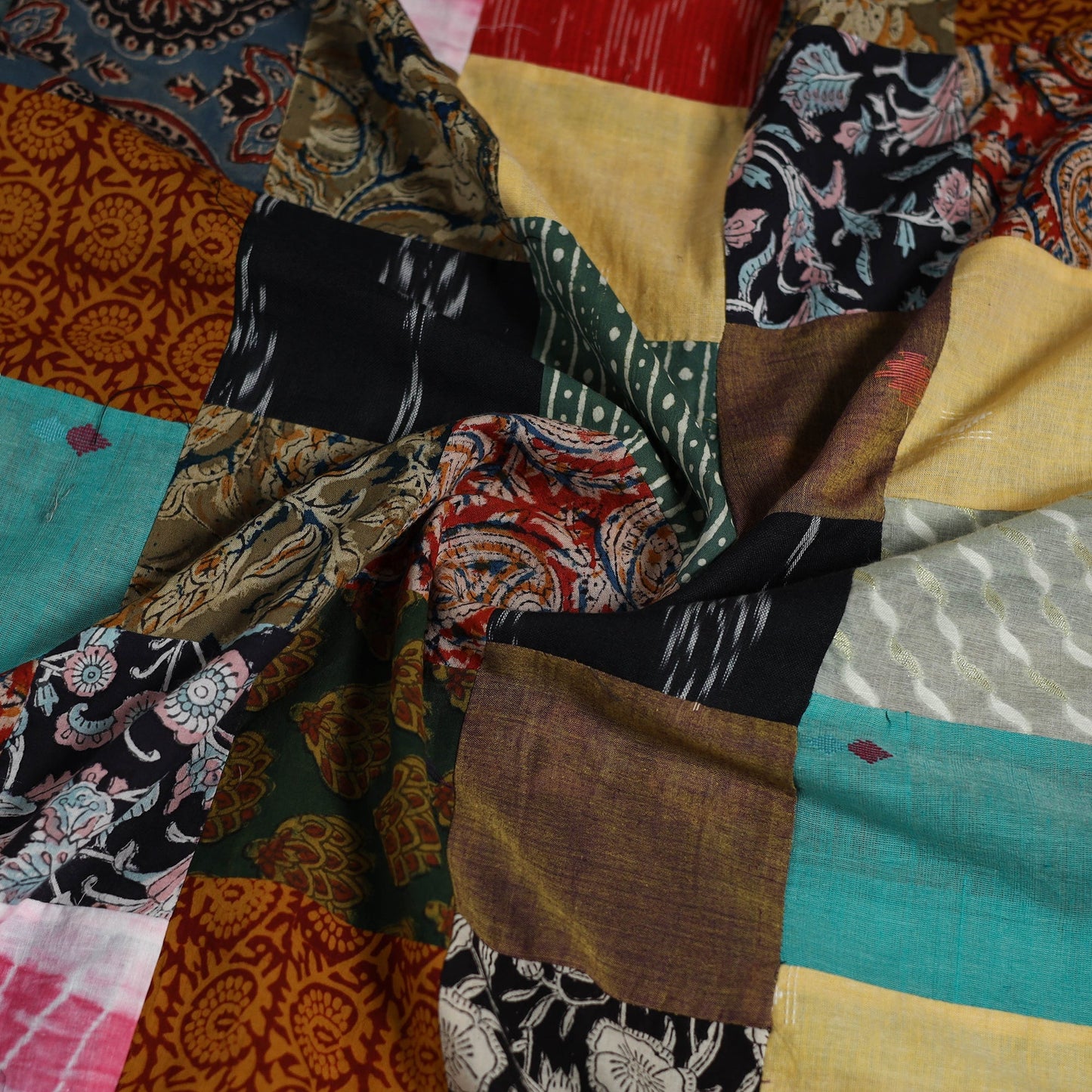 Hand-stitched mosaic cotton unstitched kurta material