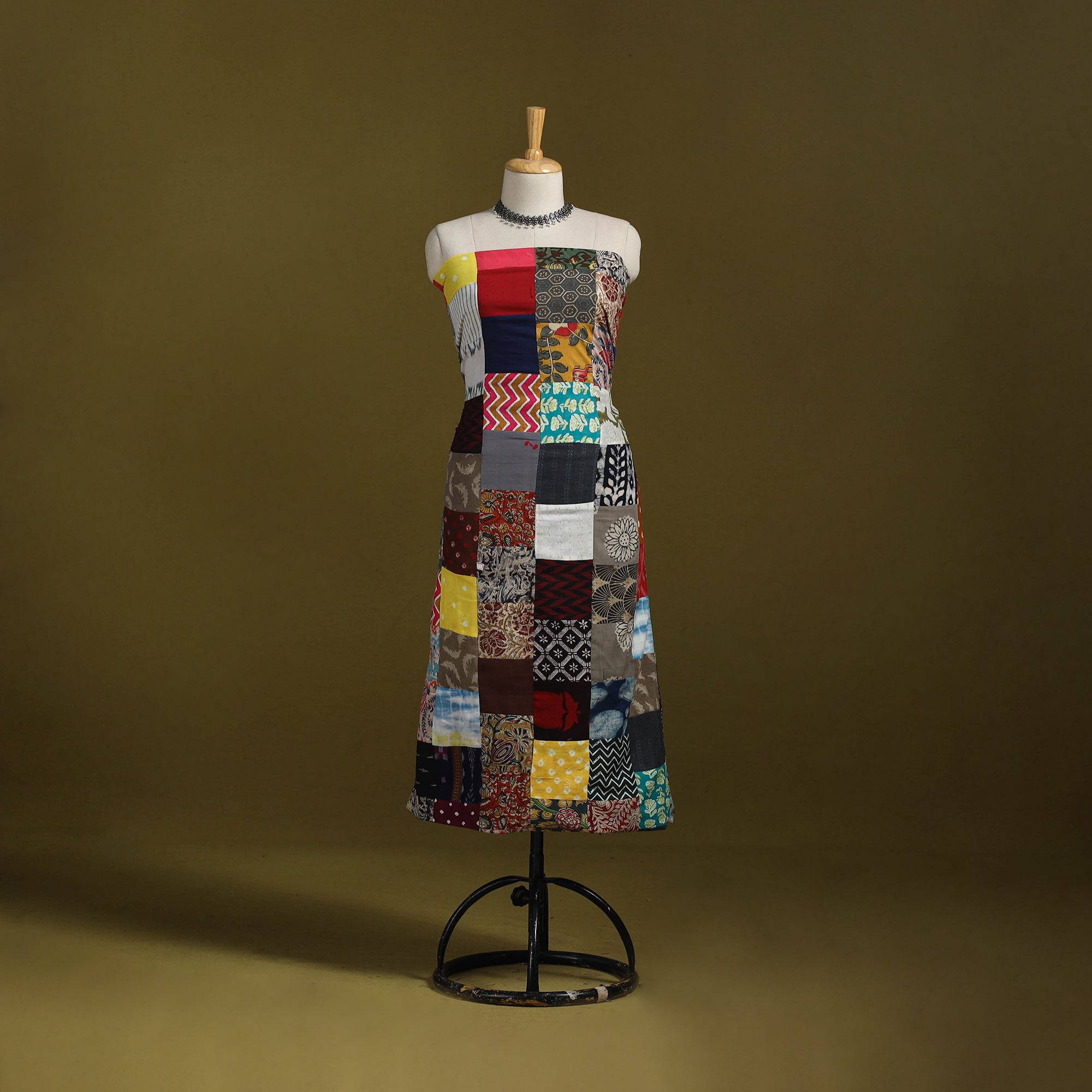 Hand-stitched mosaic cotton unstitched kurta material