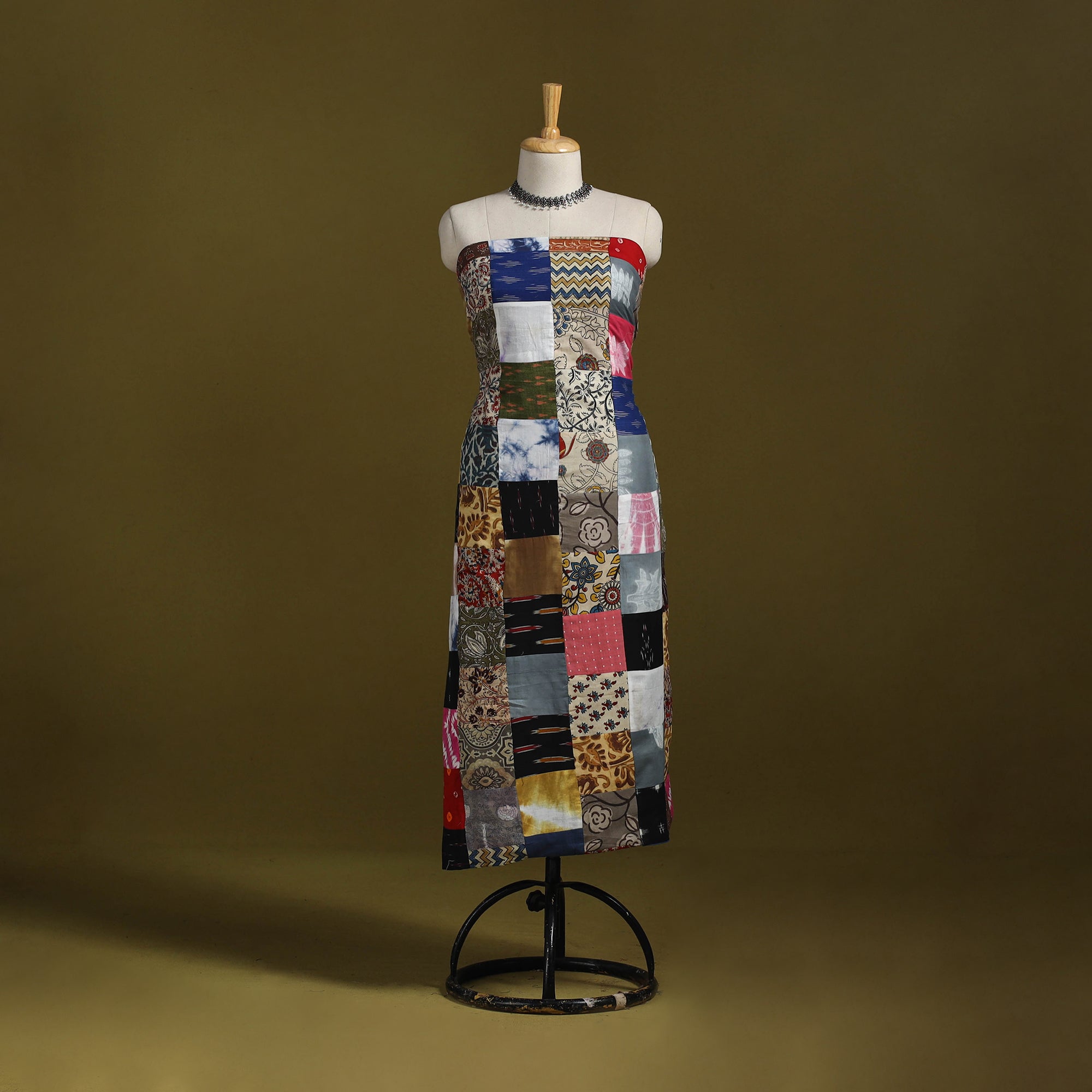 Hand-stitched mosaic cotton unstitched kurta material