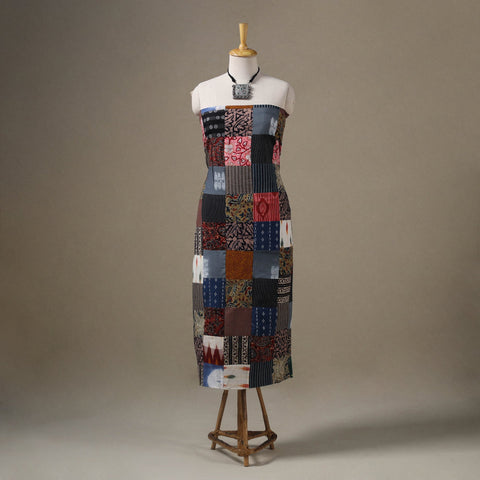 Multicolour Hand-Stitched Mosaic Cotton Kurta Material