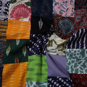 Multicolour Hand-Stitched Mosaic Cotton Kurta Material