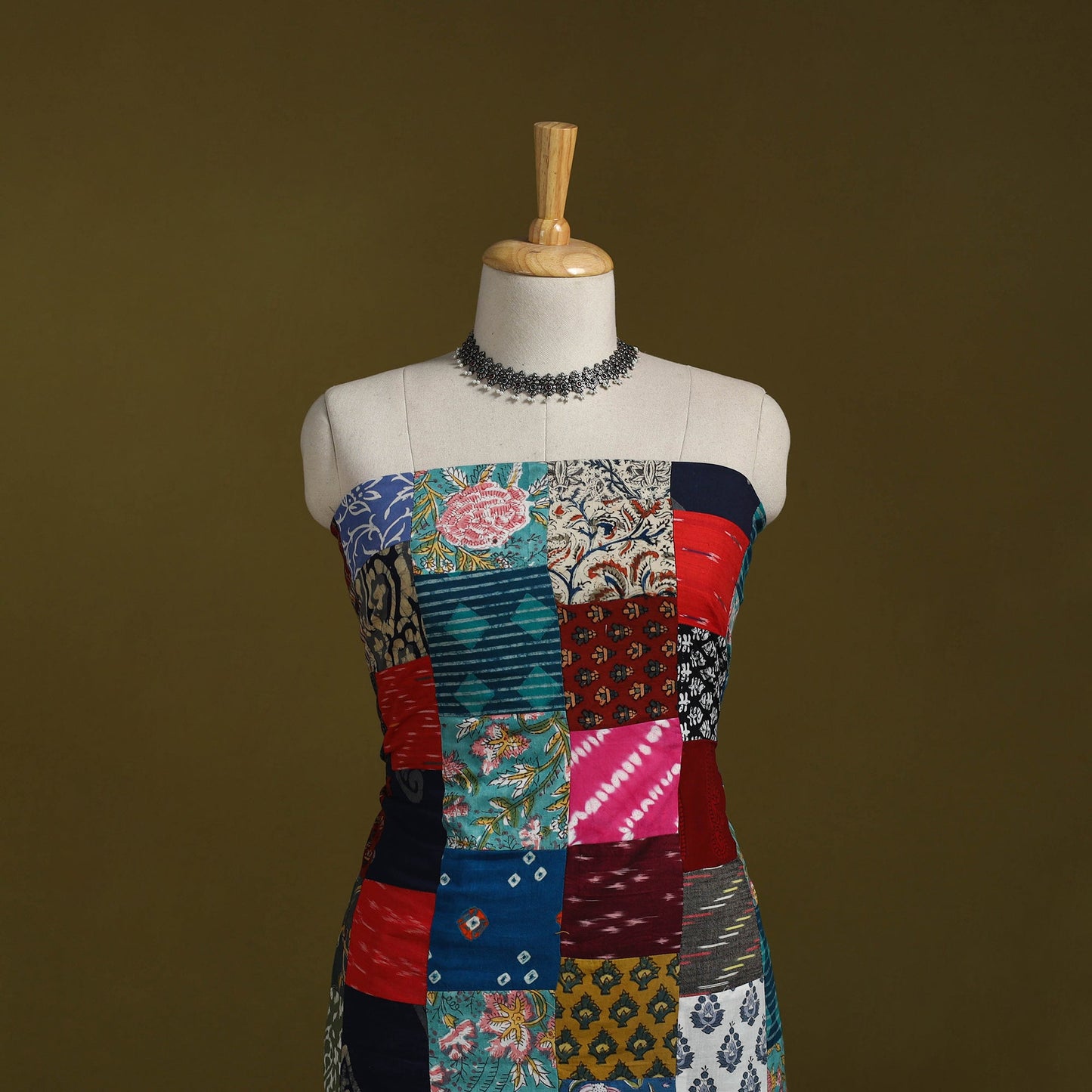 Hand-stitched mosaic cotton unstitched kurta material