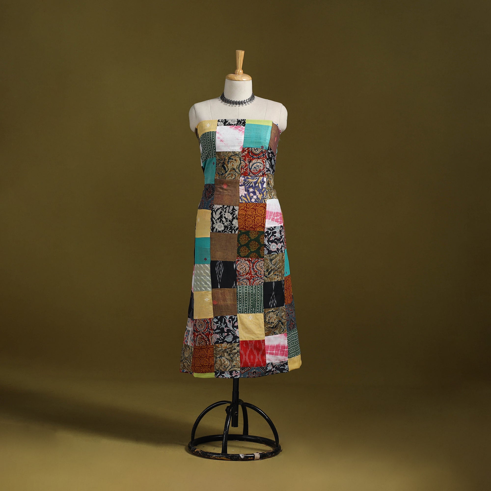 Hand-stitched mosaic cotton unstitched kurta material