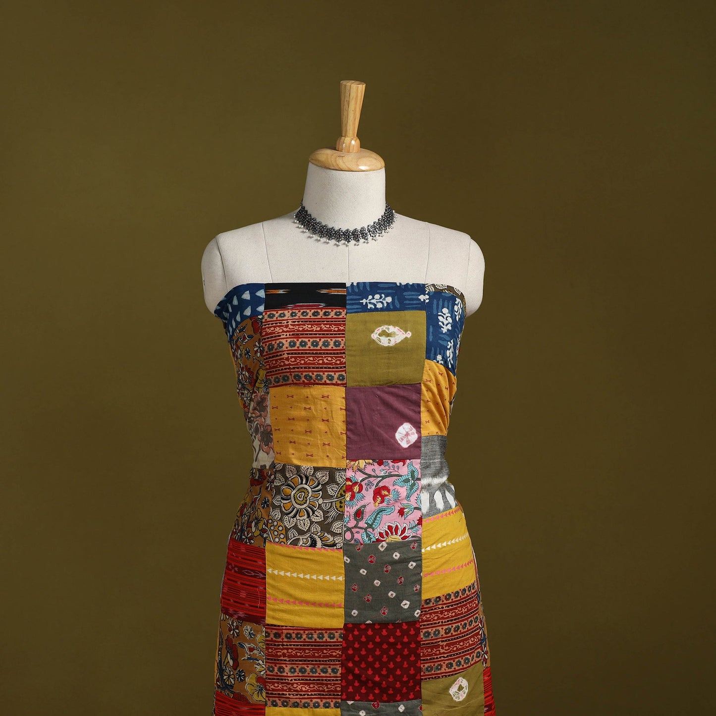 Hand-stitched mosaic cotton unstitched kurta material