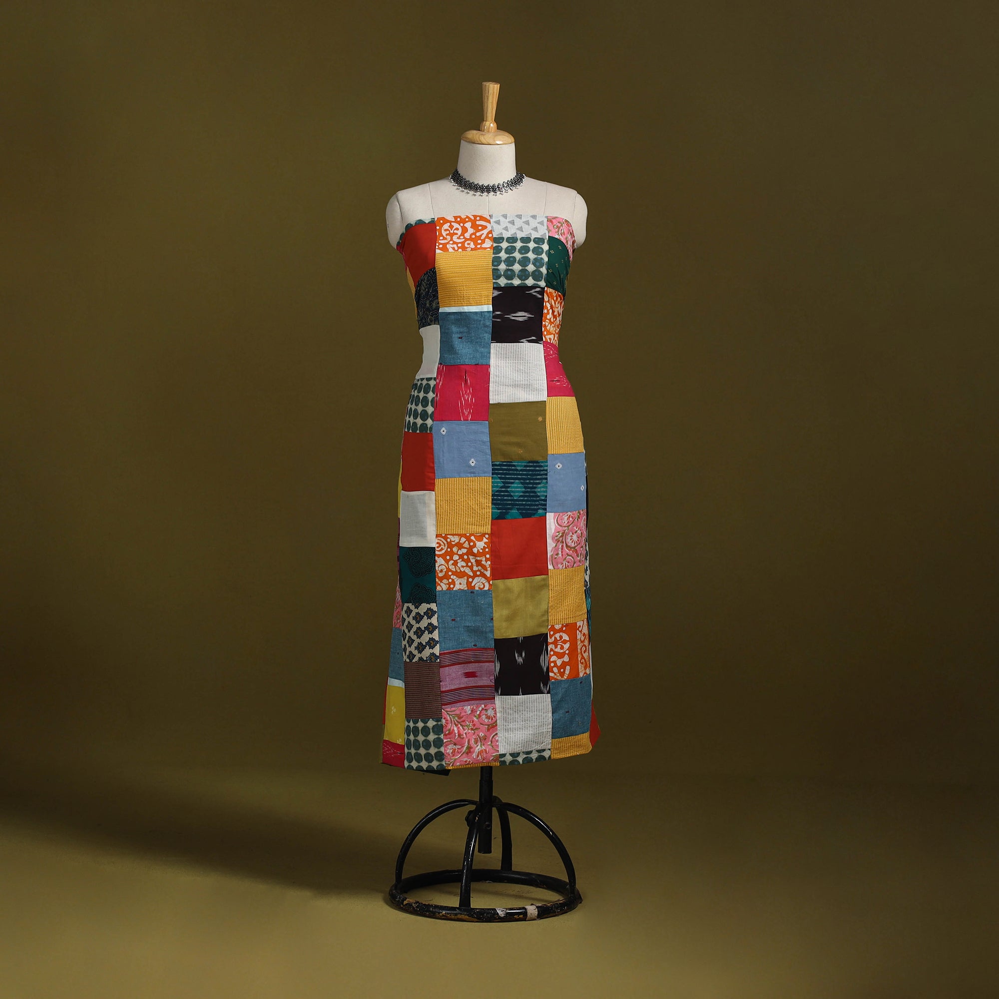 Hand-stitched mosaic cotton unstitched kurta material