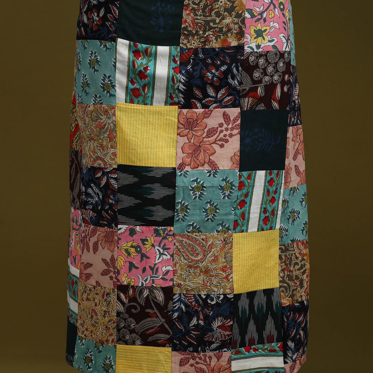 Hand-stitched mosaic cotton unstitched kurta material