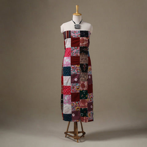 Multicolour Hand-Stitched Mosaic Cotton Kurta Material