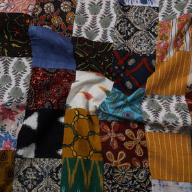 Multicolour Hand-Stitched Mosaic Cotton Kurta Material