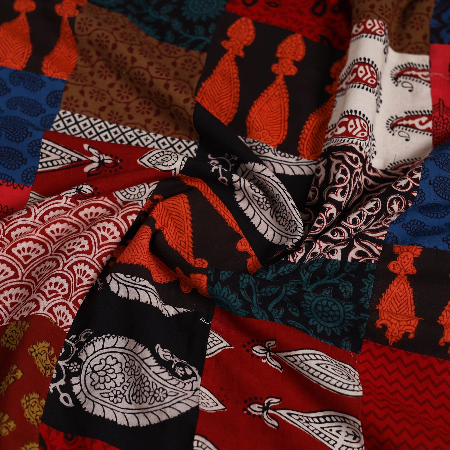 Hand-stitched mosaic cotton unstitched kurta material (3m)