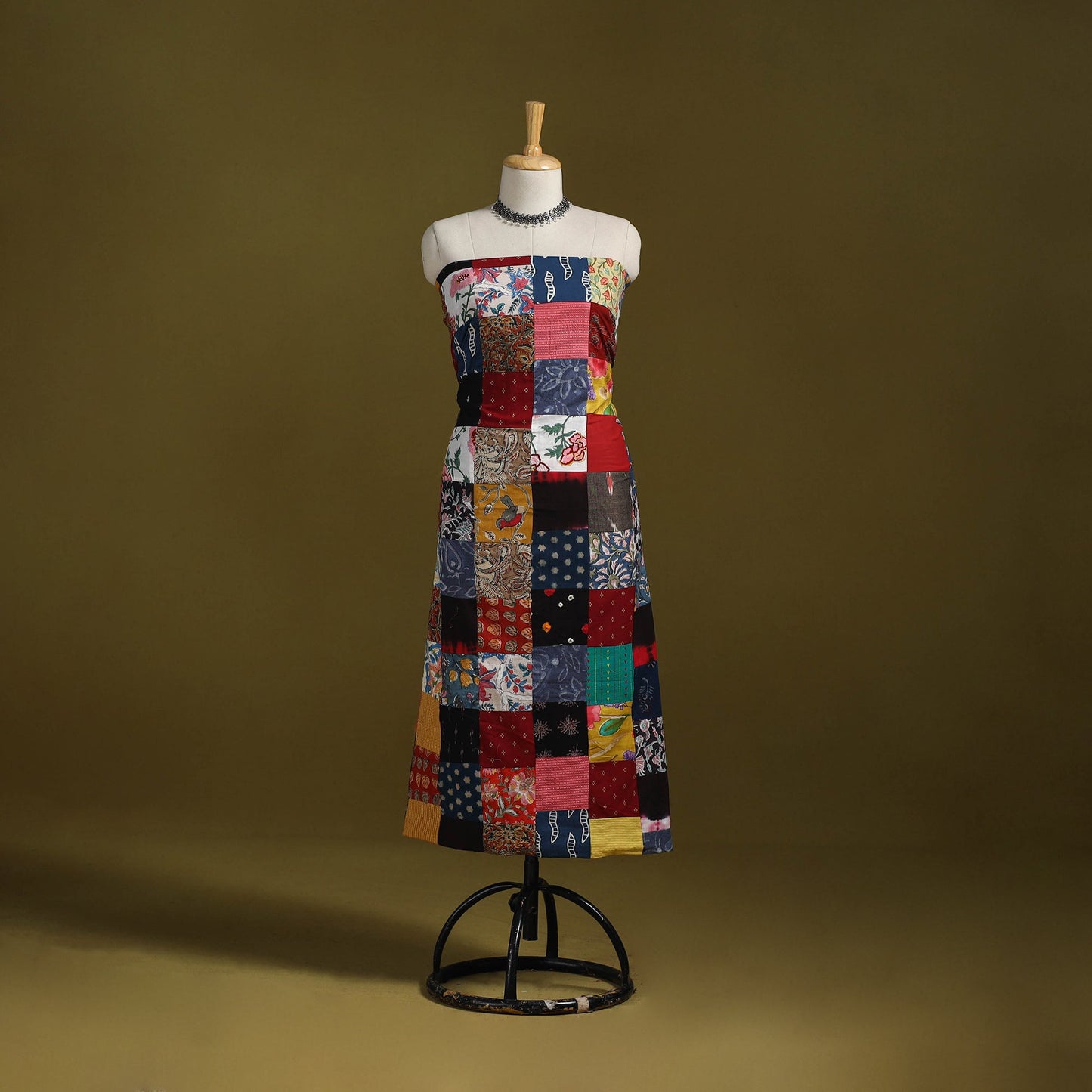 Hand-stitched mosaic cotton unstitched kurta material (3m)