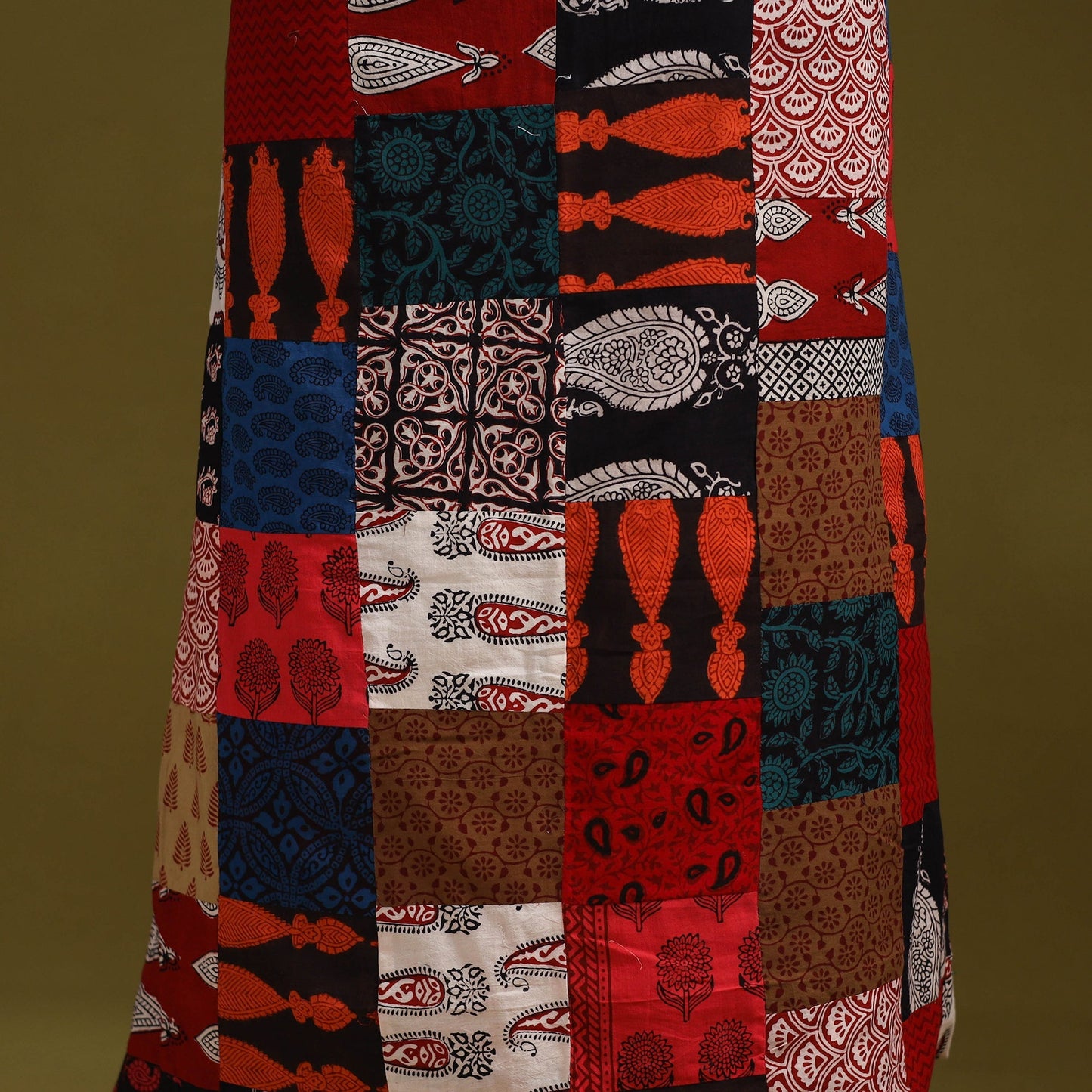 Hand-stitched mosaic cotton unstitched kurta material (3m)