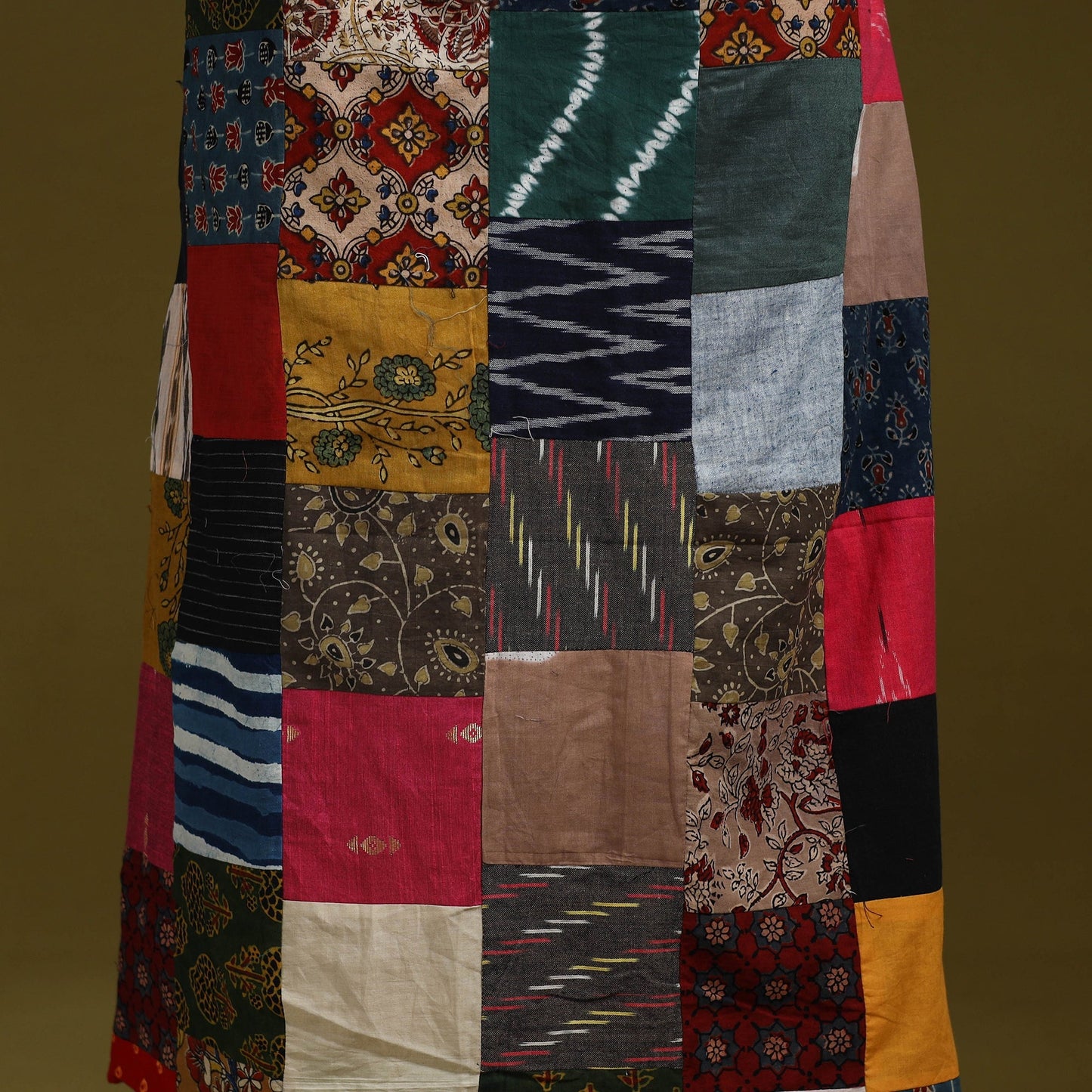 Hand-stitched mosaic cotton unstitched kurta material (3m)