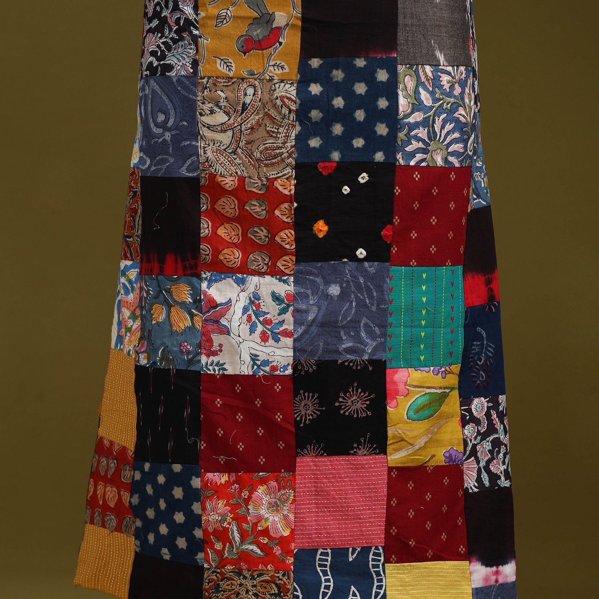 Hand-stitched mosaic cotton unstitched kurta material (3m)