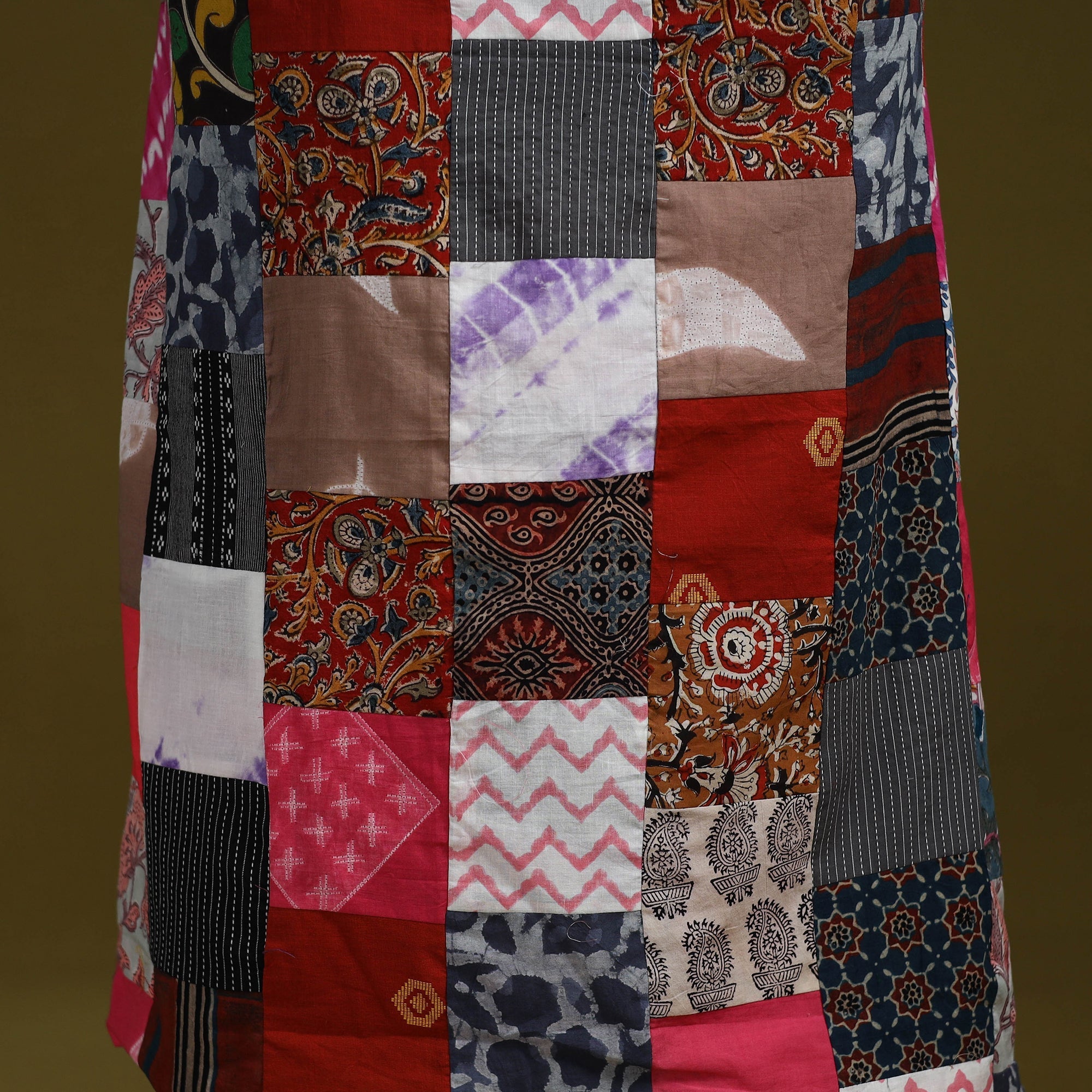 Hand-stitched mosaic cotton unstitched kurta material (3m)