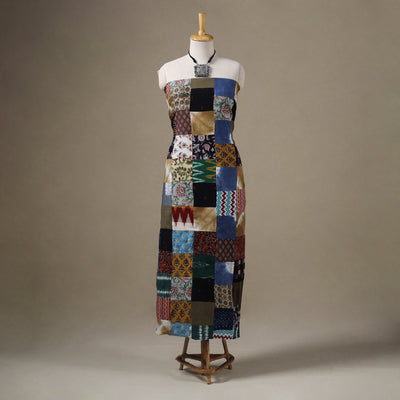 Multicolor - hand-stitched mosaic cotton unstitched kurta