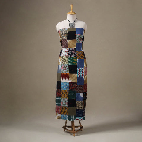 Multicolor - hand-stitched mosaic cotton unstitched kurta