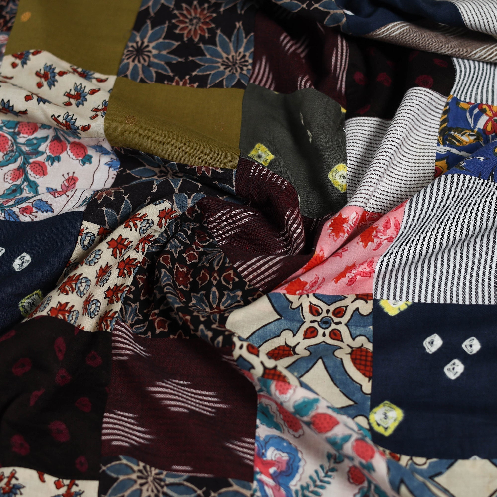 Hand-stitched mosaic cotton unstitched kurta material