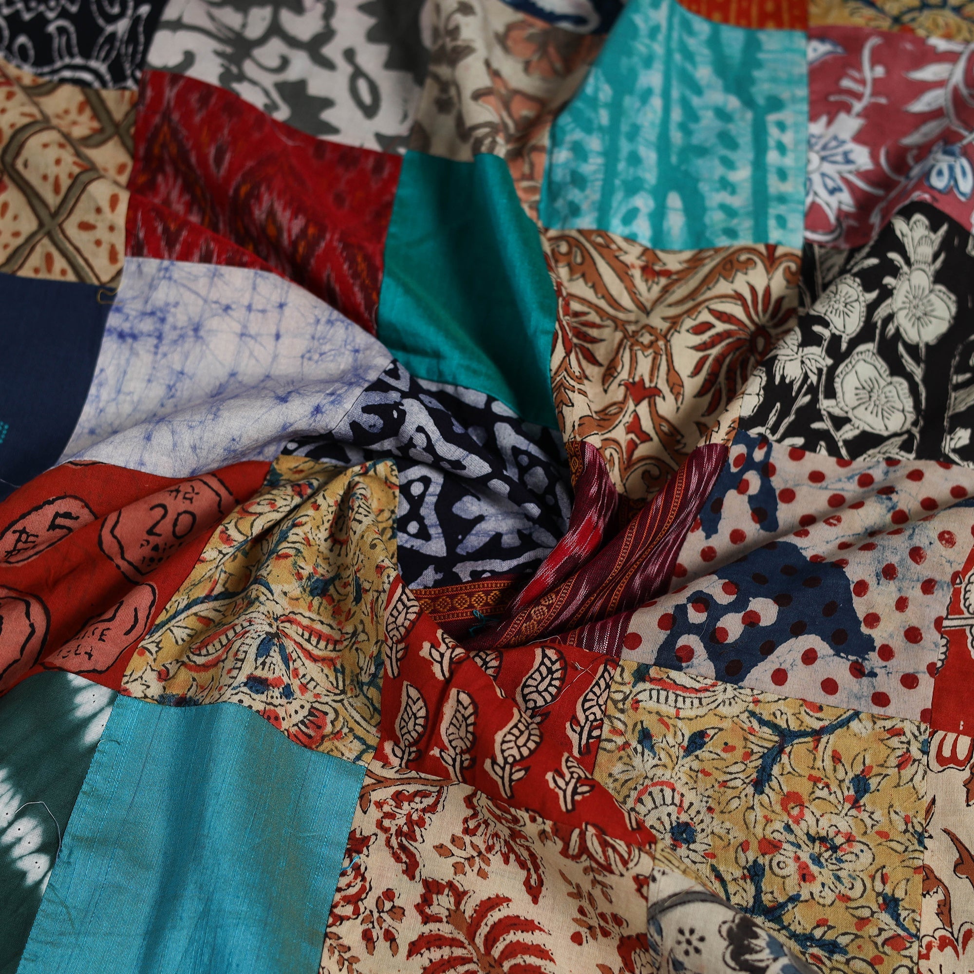 Hand-stitched mosaic cotton unstitched kurta material