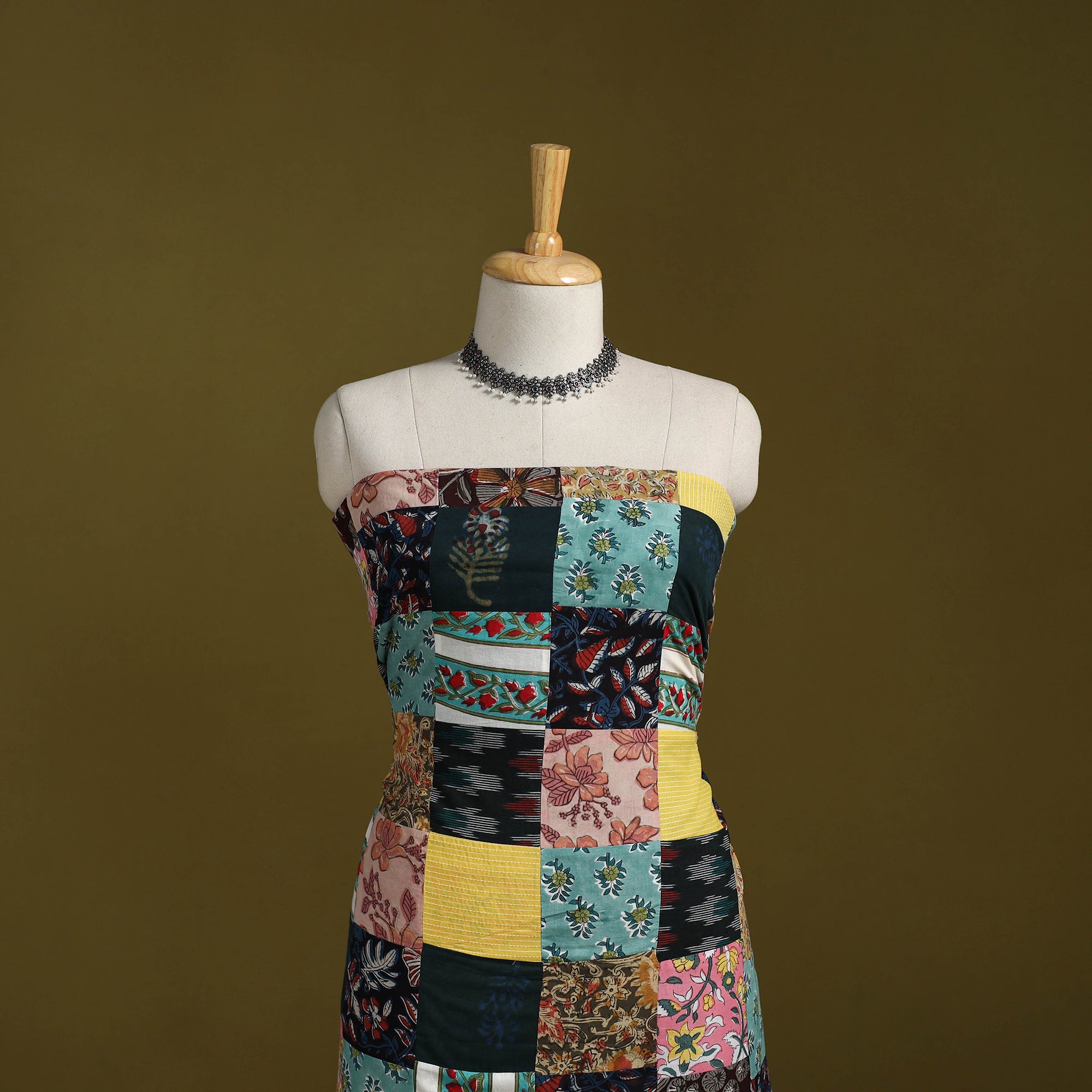 Hand-stitched mosaic cotton unstitched kurta material