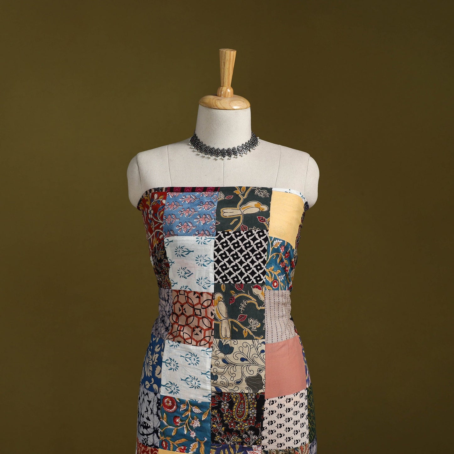 Hand-stitched mosaic cotton unstitched kurta material