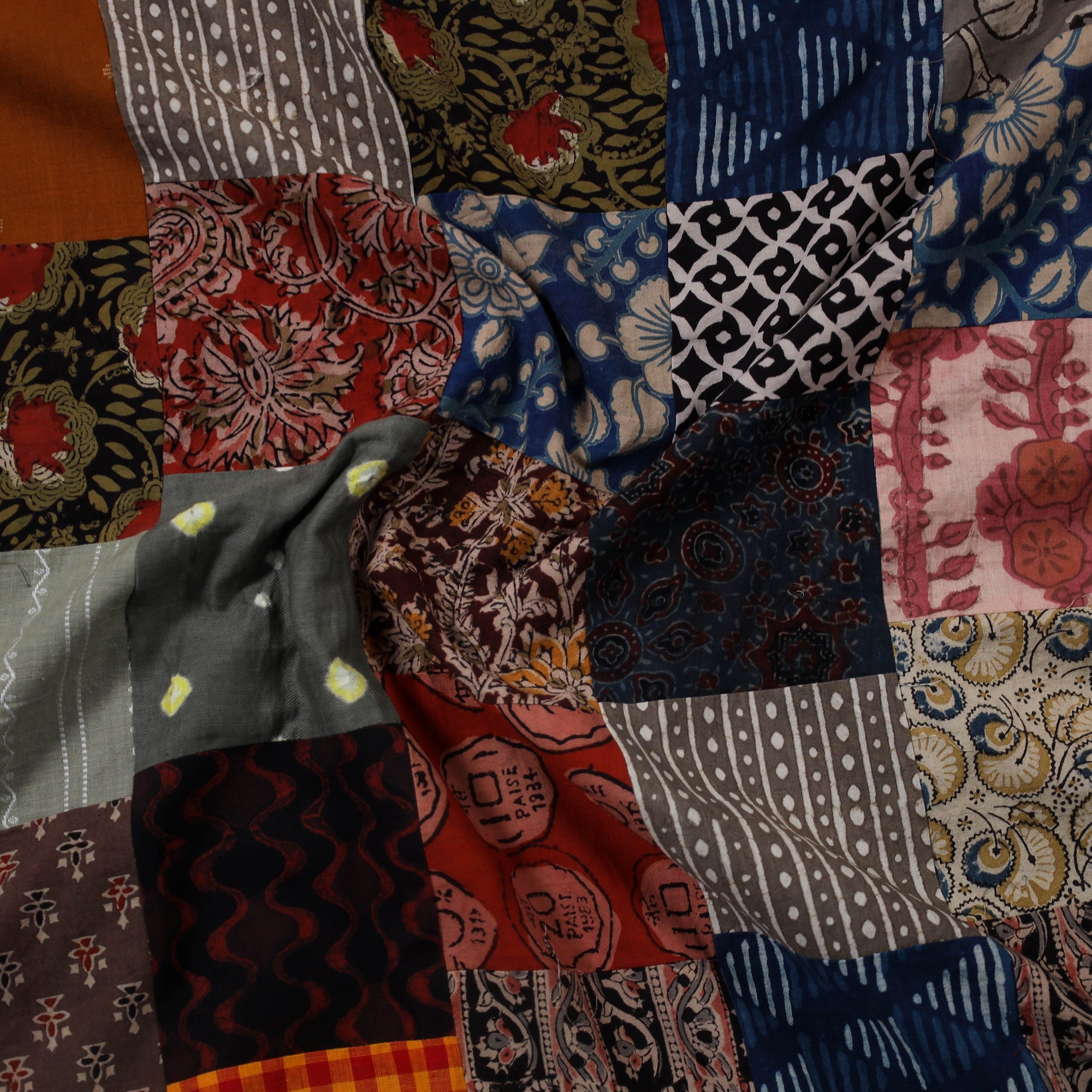 Multicolor - hand-stitched mosaic cotton unstitched kurta