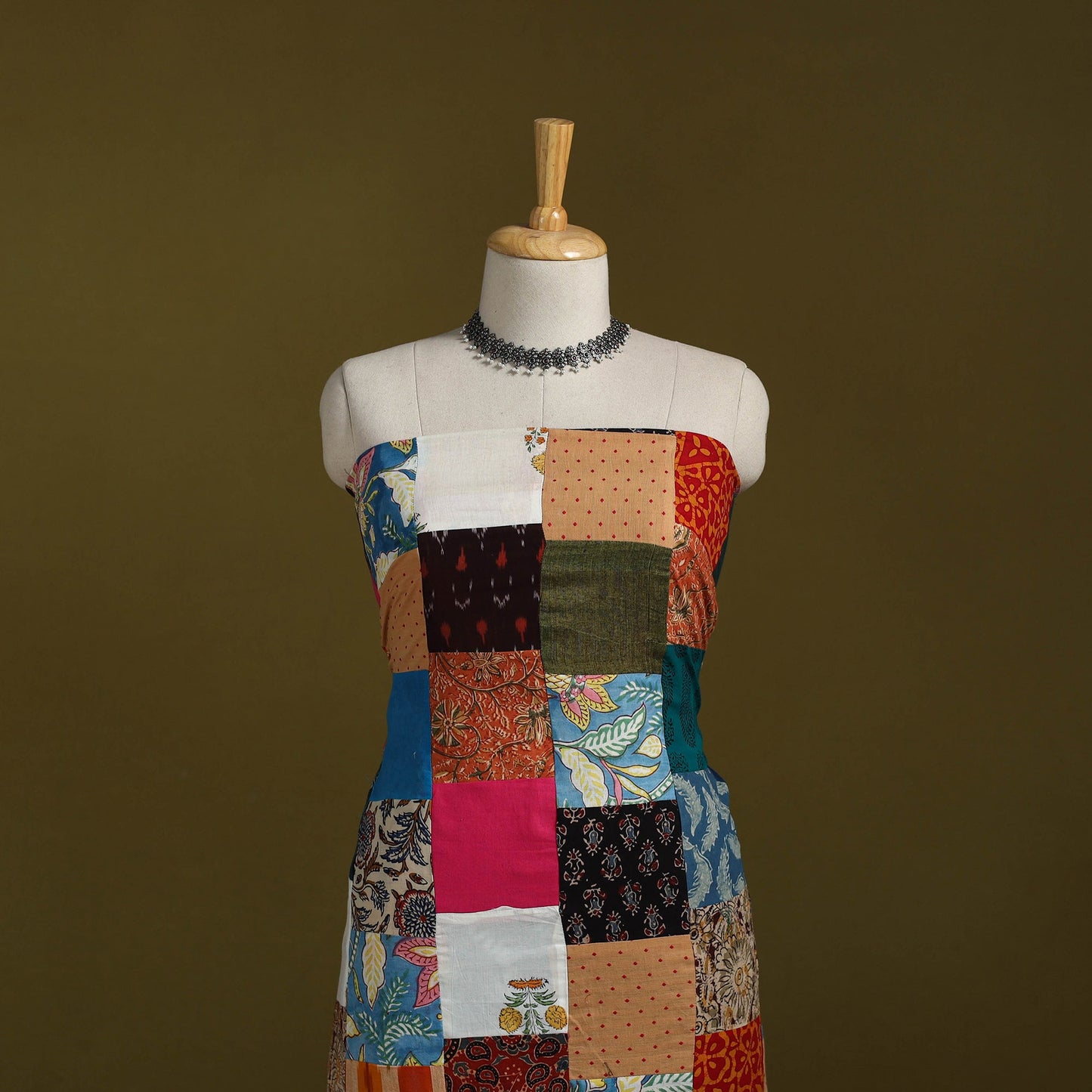 Hand-stitched mosaic cotton unstitched kurta material