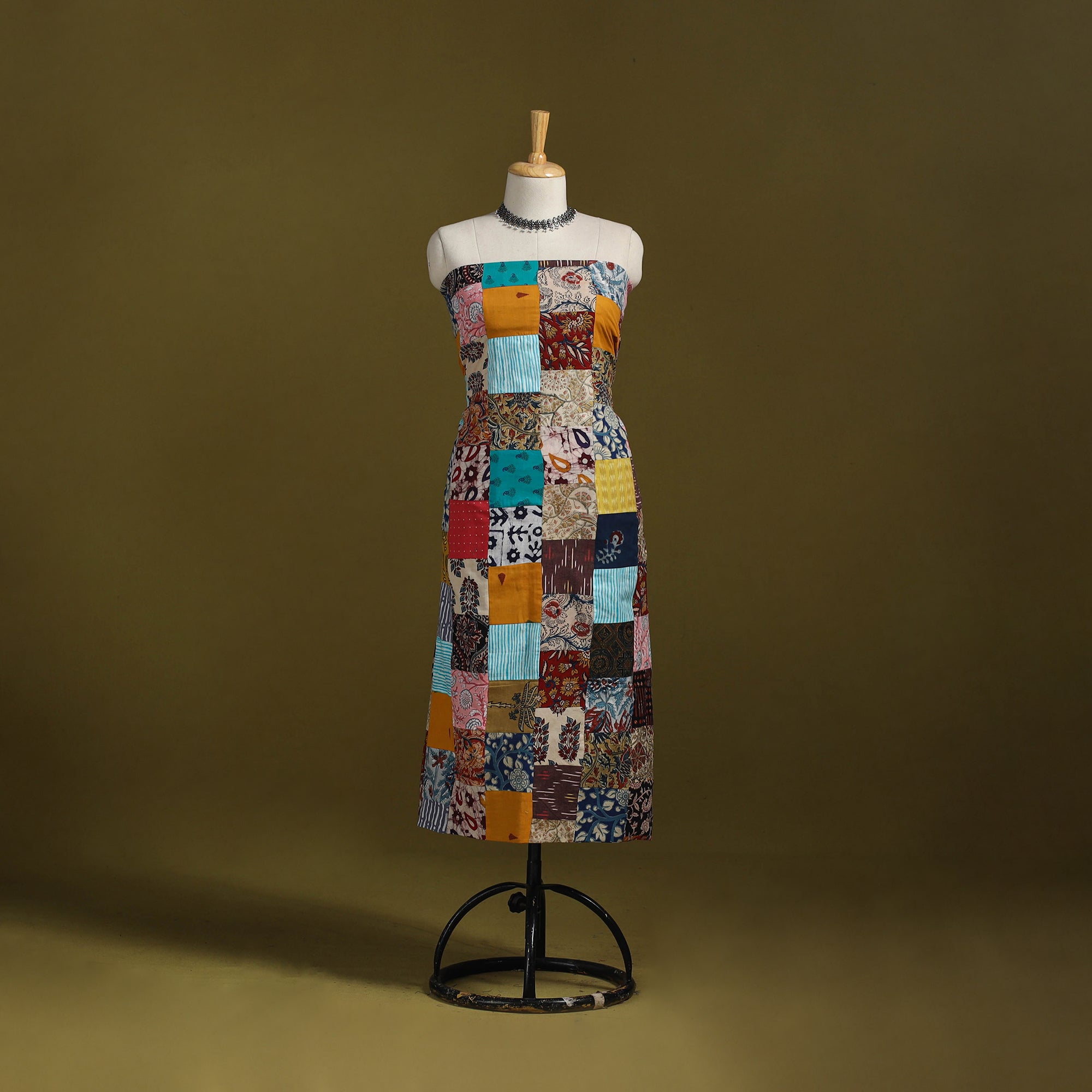 Hand-stitched mosaic cotton unstitched kurta material