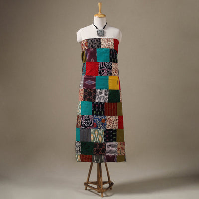 Multicolour Hand-Stitched Mosaic Cotton Kurta Material