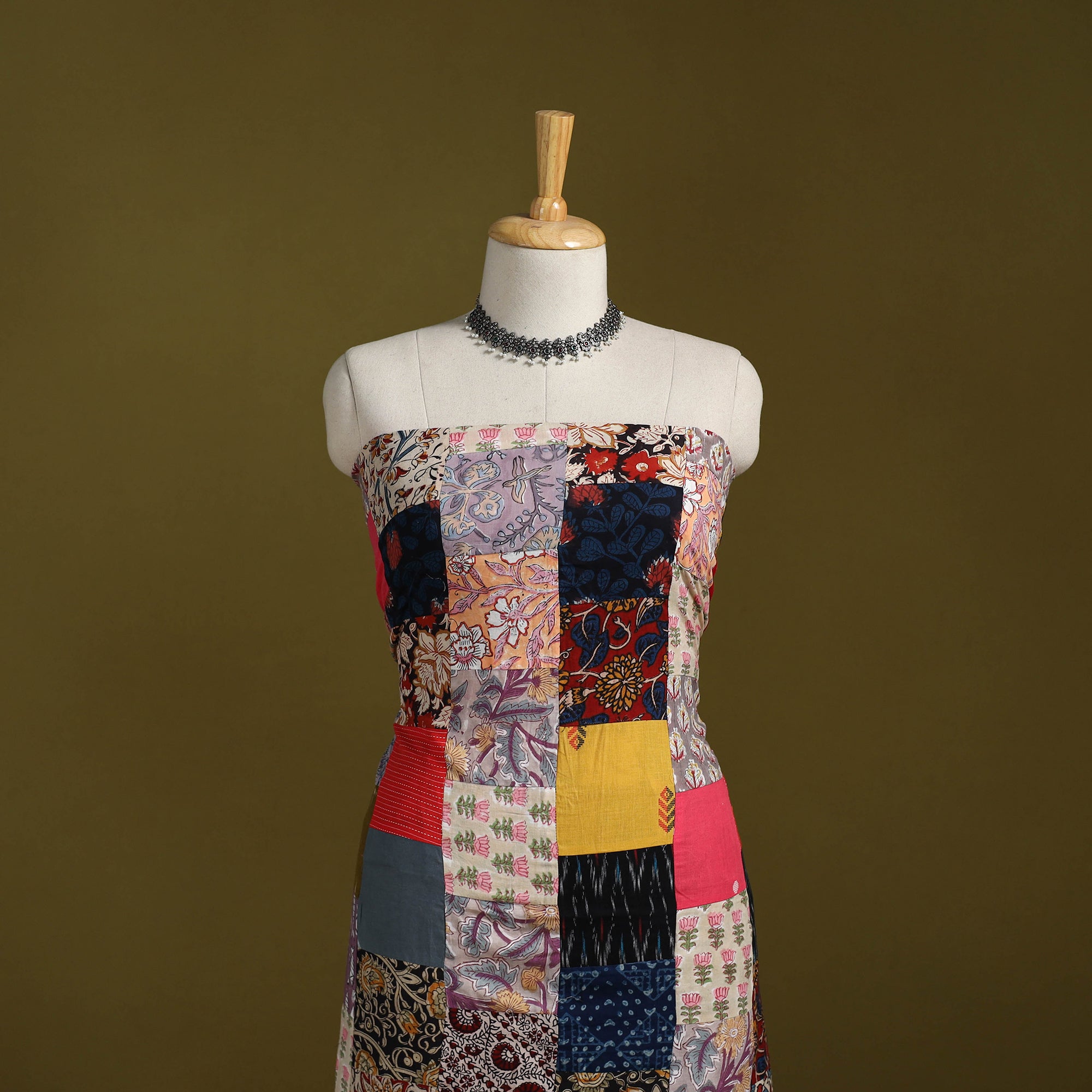 Hand-stitched mosaic cotton unstitched kurta material