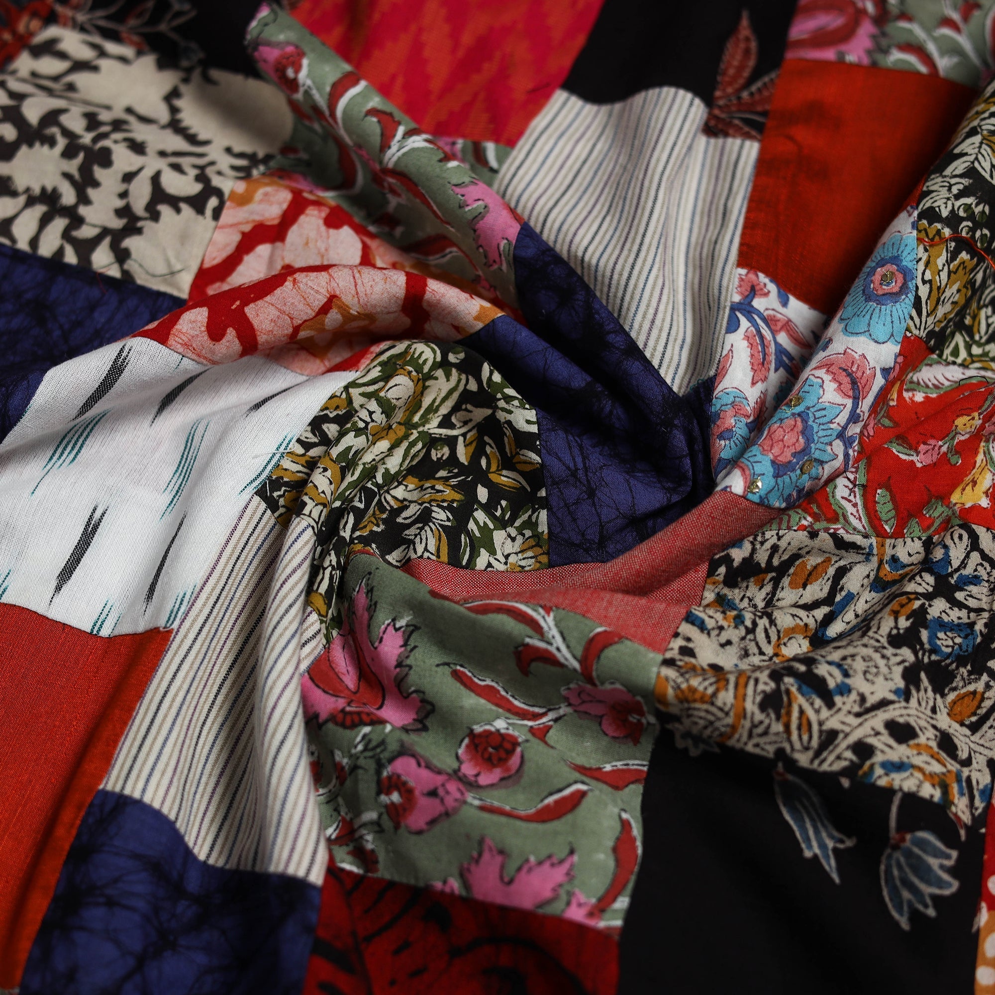 Hand-stitched mosaic cotton unstitched kurta material