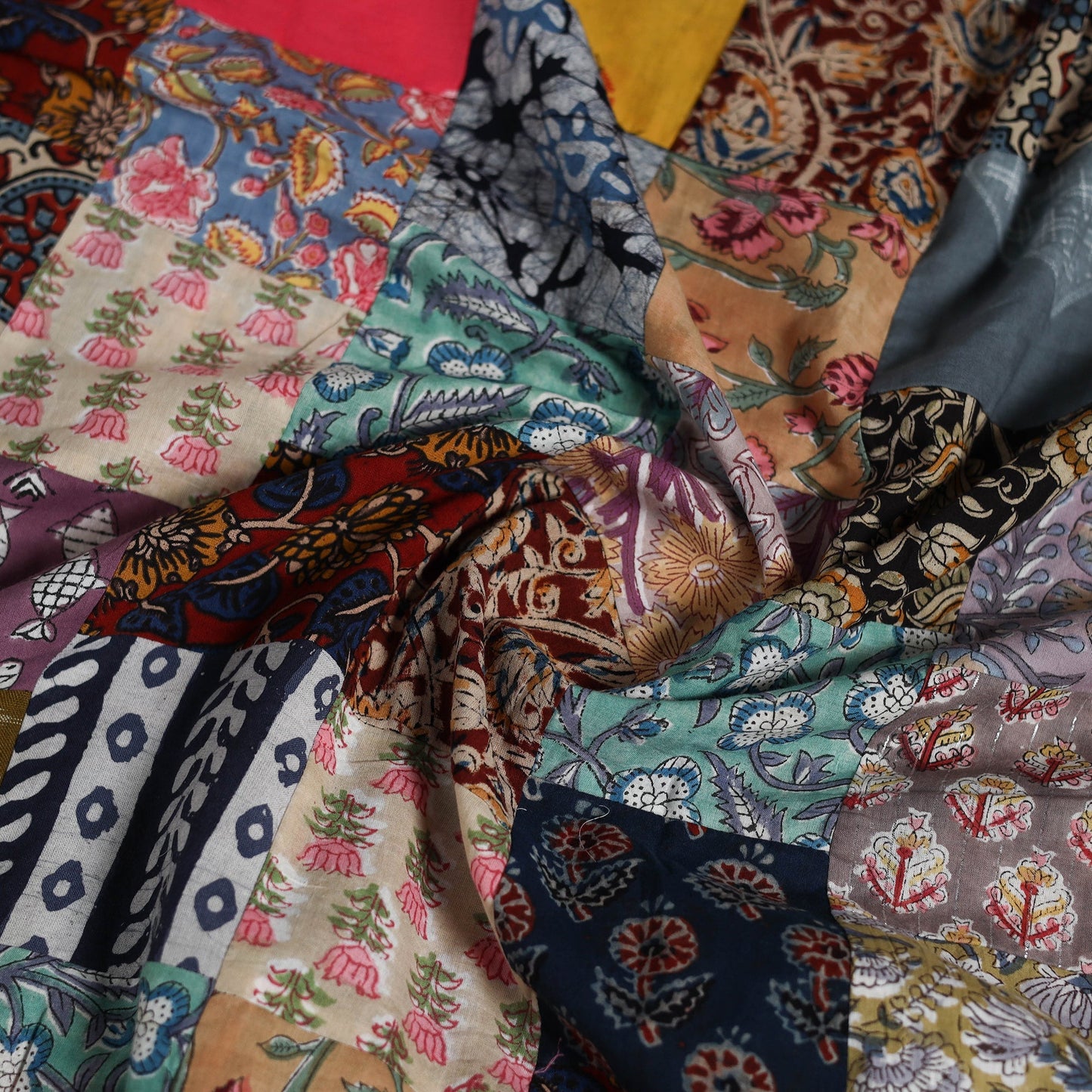 Hand-stitched mosaic cotton unstitched kurta material