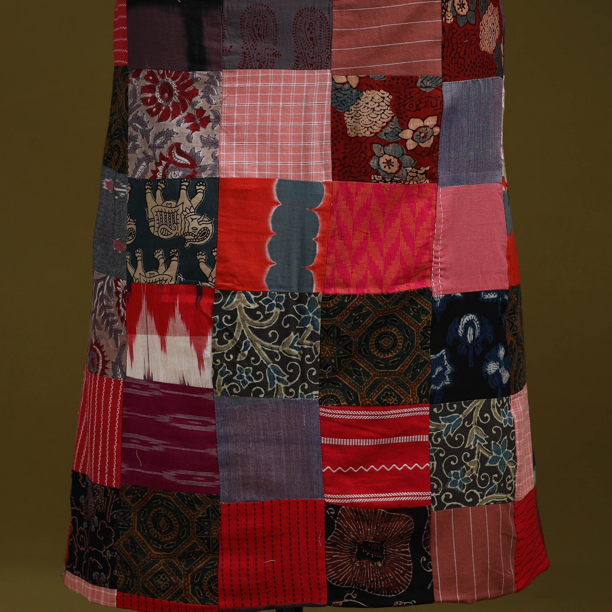 Hand-stitched mosaic cotton unstitched kurta material