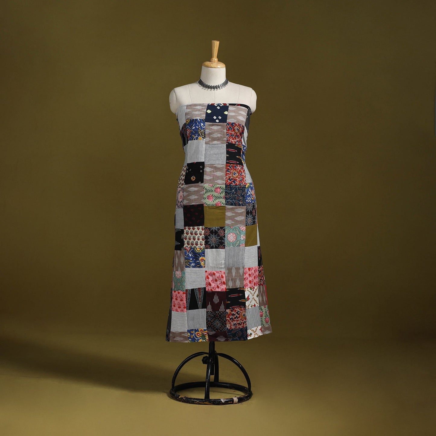 Hand-stitched mosaic cotton unstitched kurta material