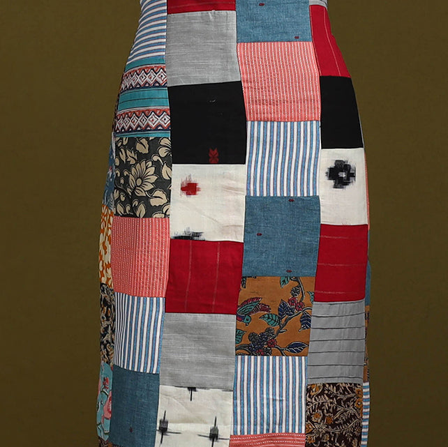 Hand-stitched mosaic cotton unstitched kurta material