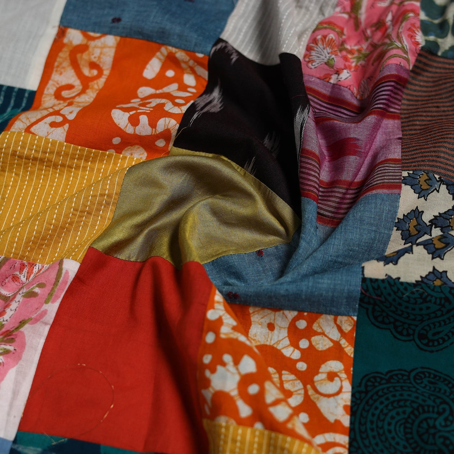 Hand-stitched mosaic cotton unstitched kurta material