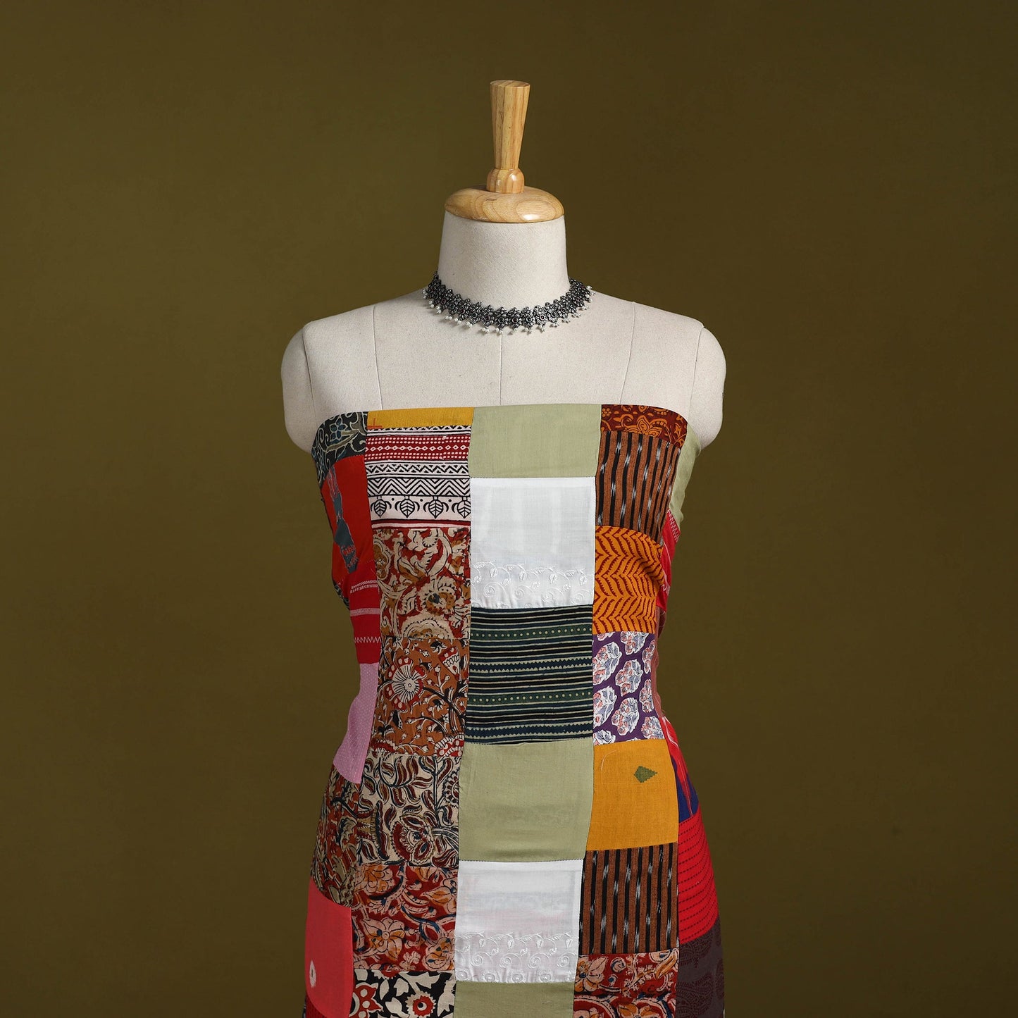 Hand-stitched mosaic cotton unstitched kurta material