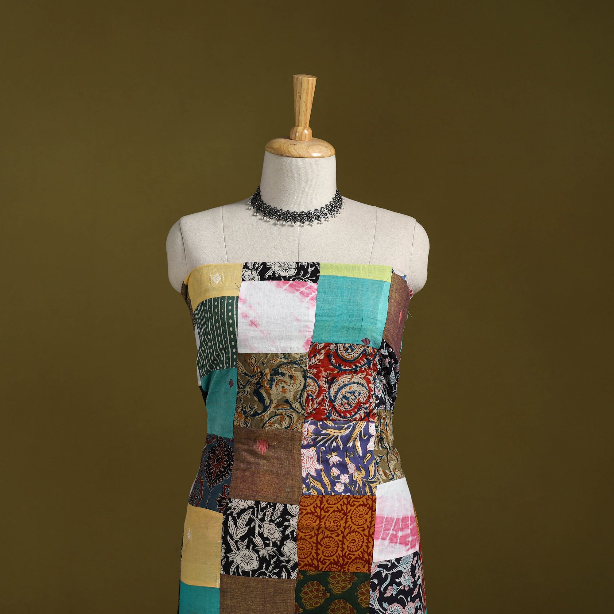 Hand-stitched mosaic cotton unstitched kurta material