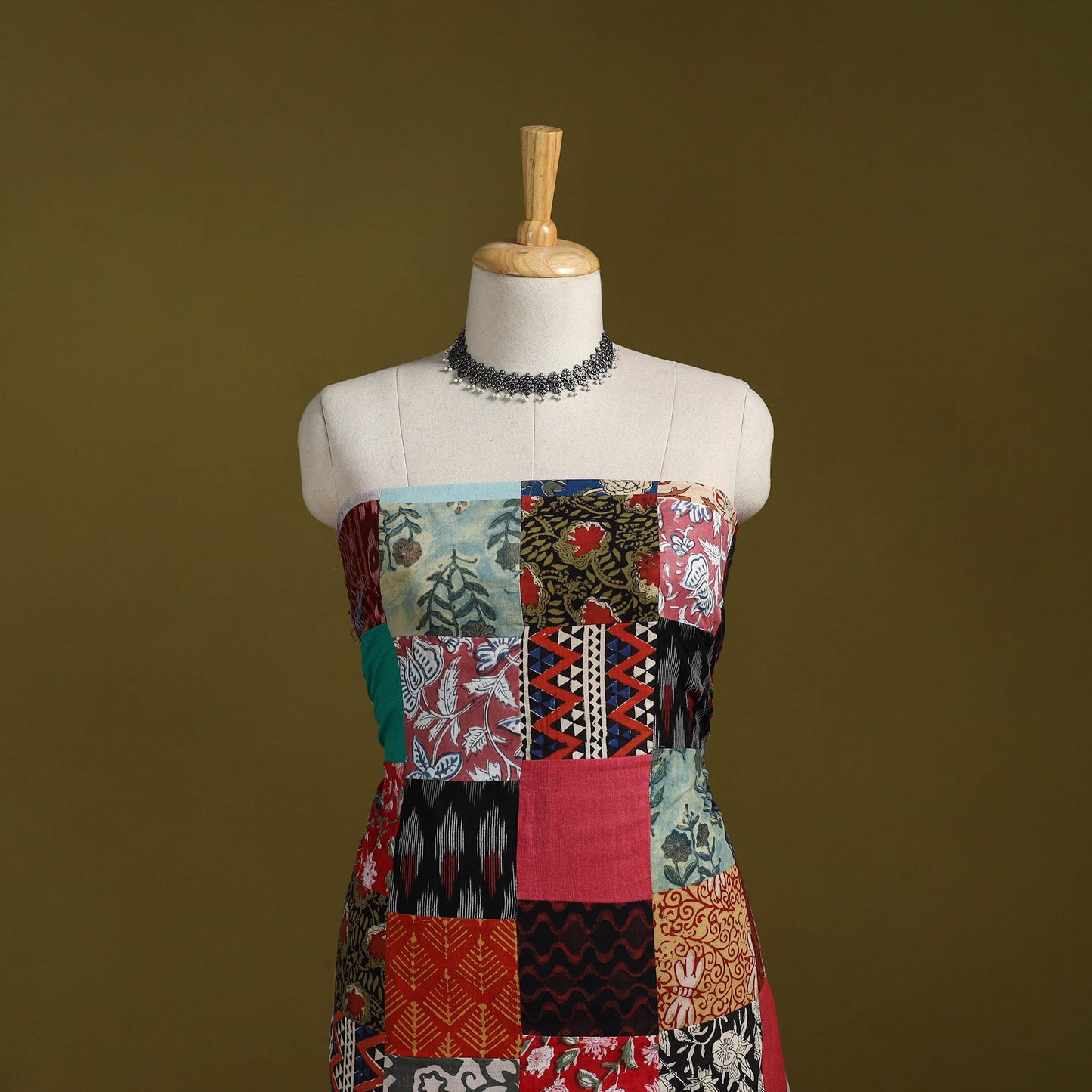 Hand-stitched mosaic cotton unstitched kurta material