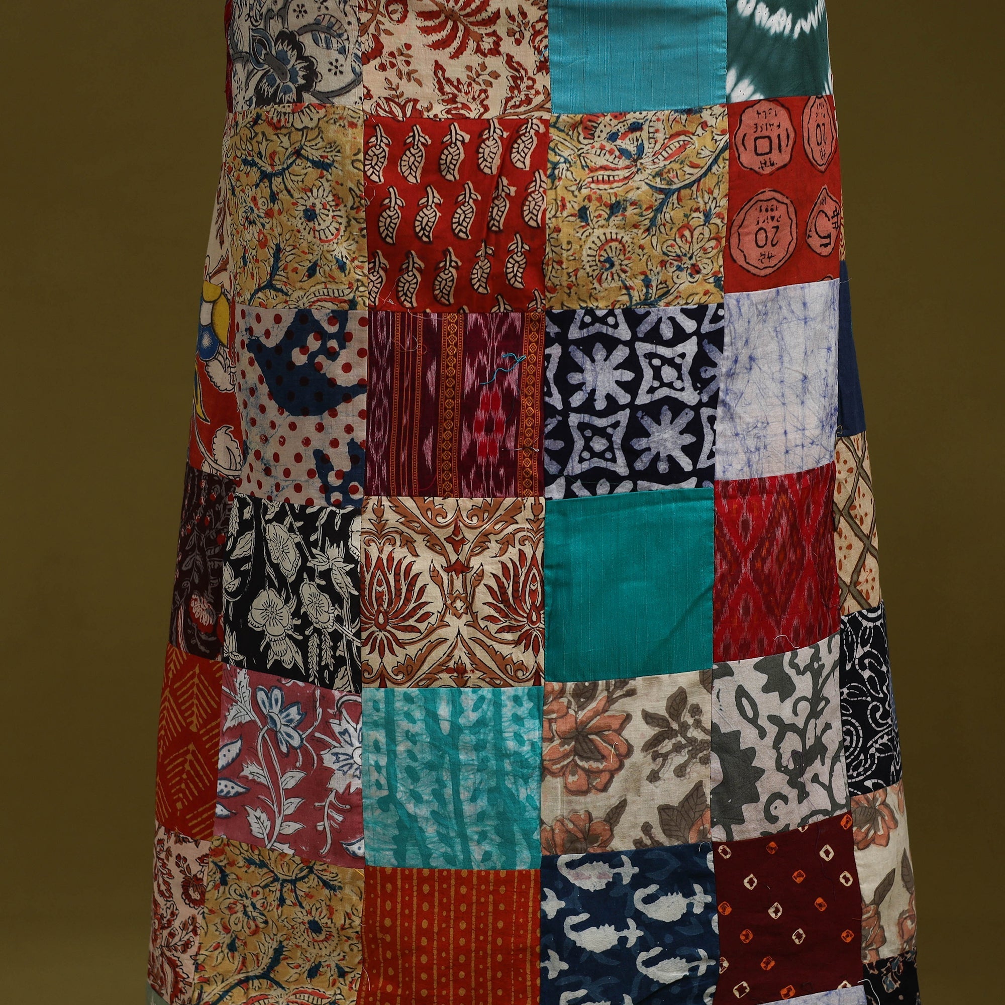 Hand-stitched mosaic cotton unstitched kurta material