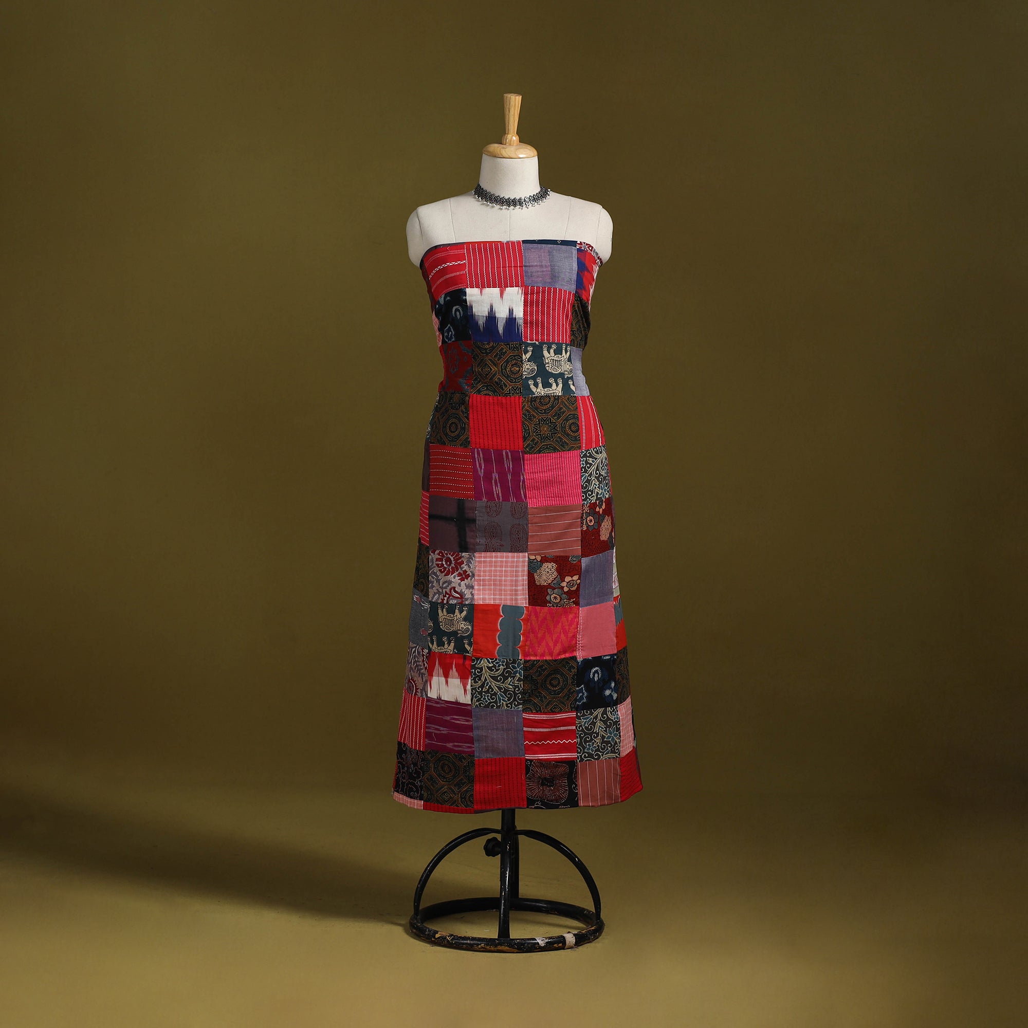 Hand-stitched mosaic cotton unstitched kurta material