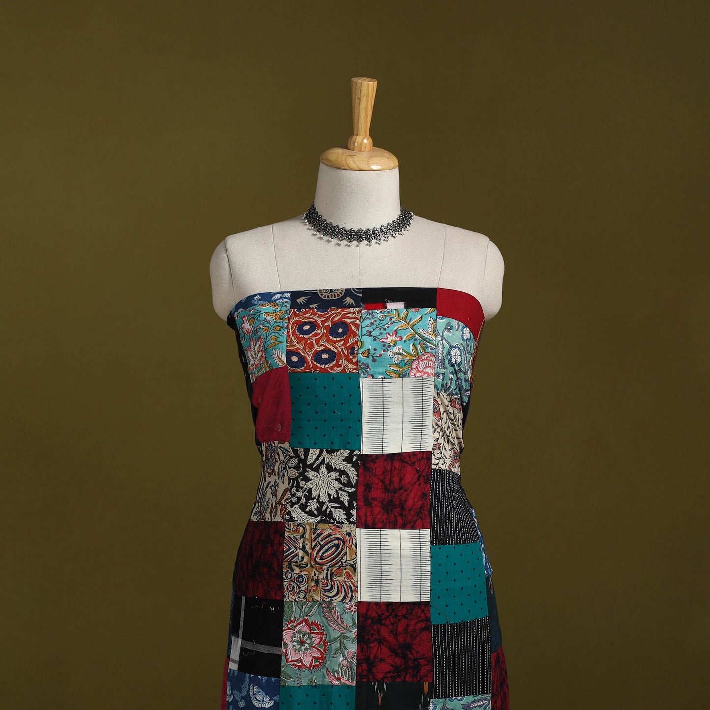 Hand-stitched mosaic cotton unstitched kurta material